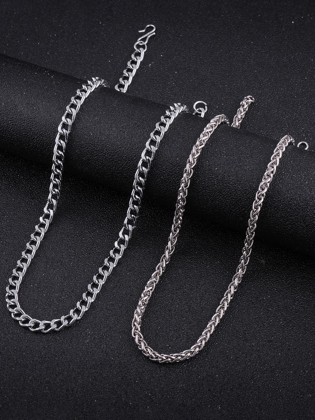 

Lyriss Set Of 2 Stainless Steel Rhodium-Plated Minimal Chain, Silver