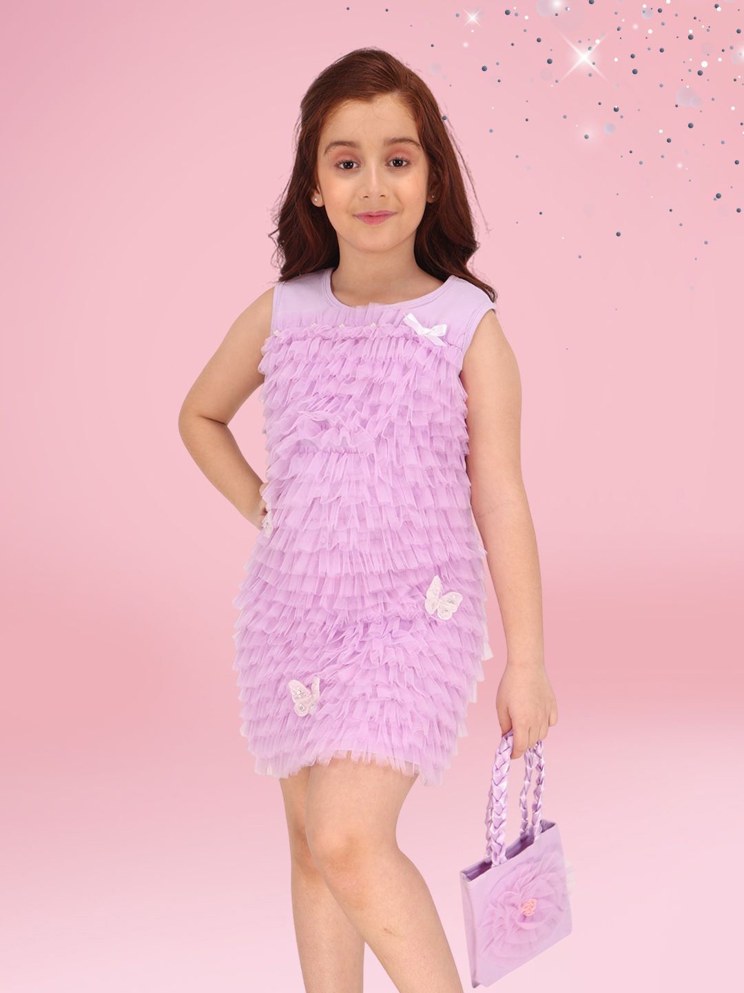 

CUTECUMBER Embellished Applique Net Sheath Dress, Purple