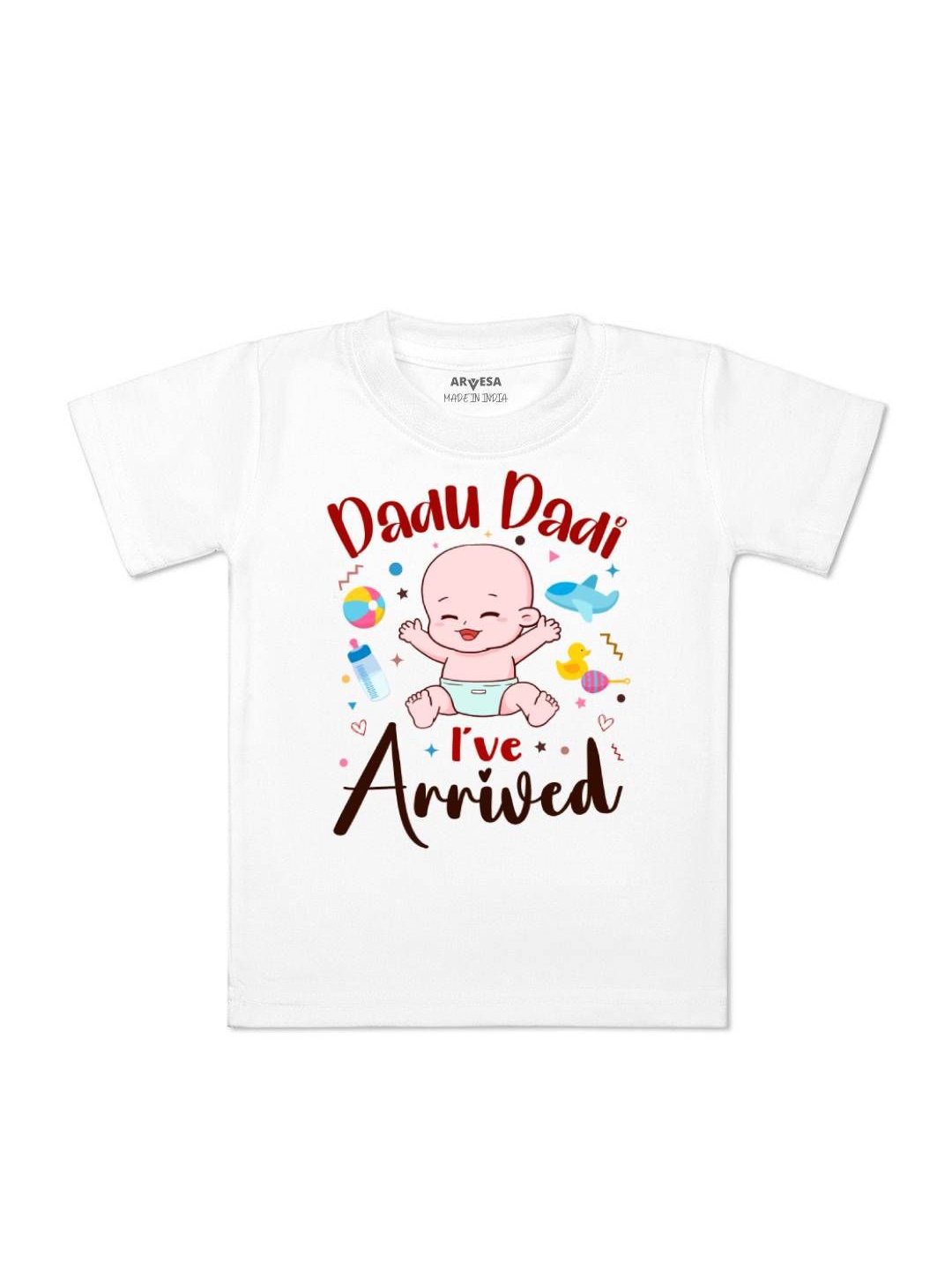 

Arvesa Kids Dada Dadi I Have Arrived Printed Tshirt, White