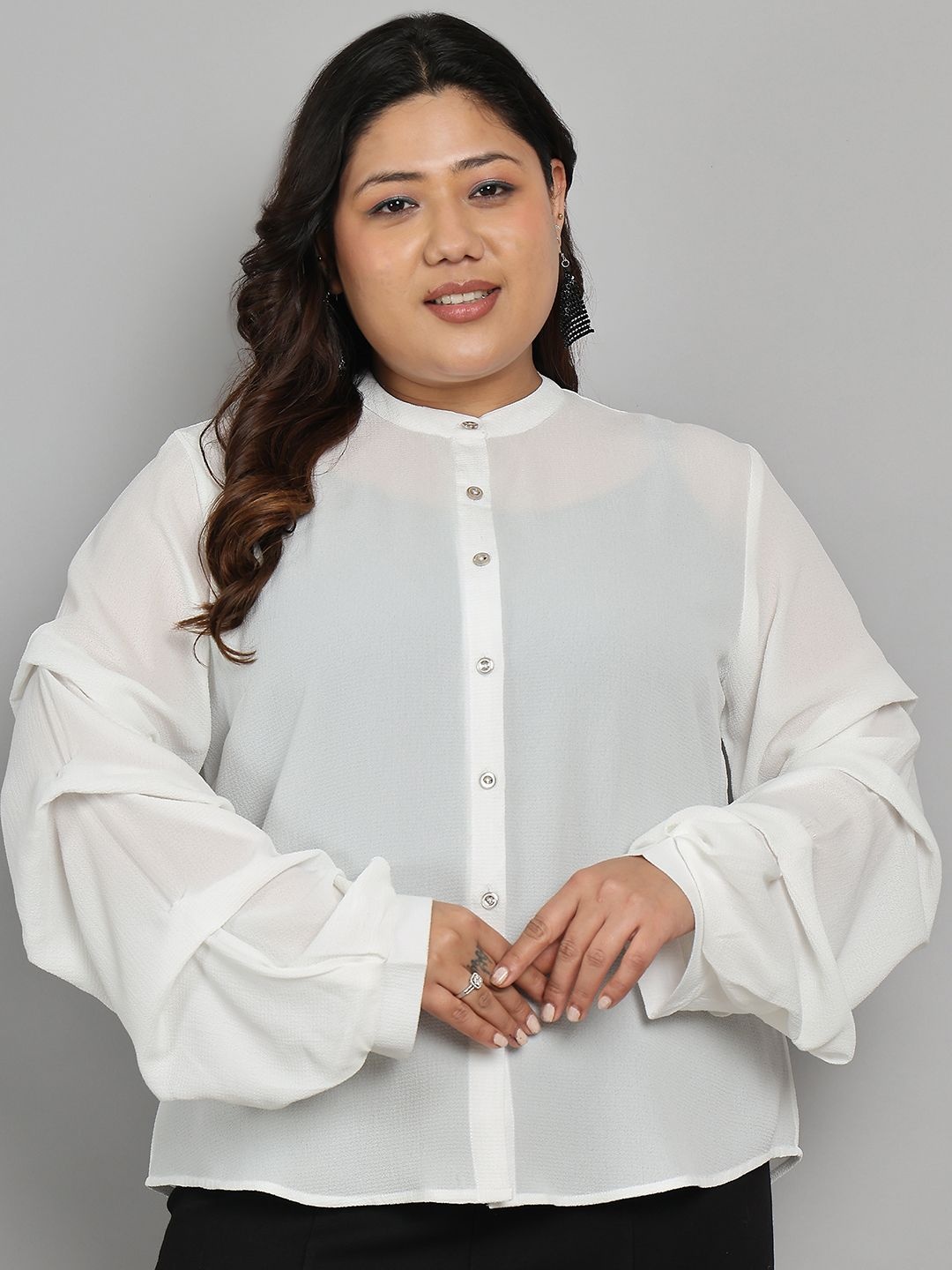

Tulsattva Women Classic Opaque Casual Shirt, White