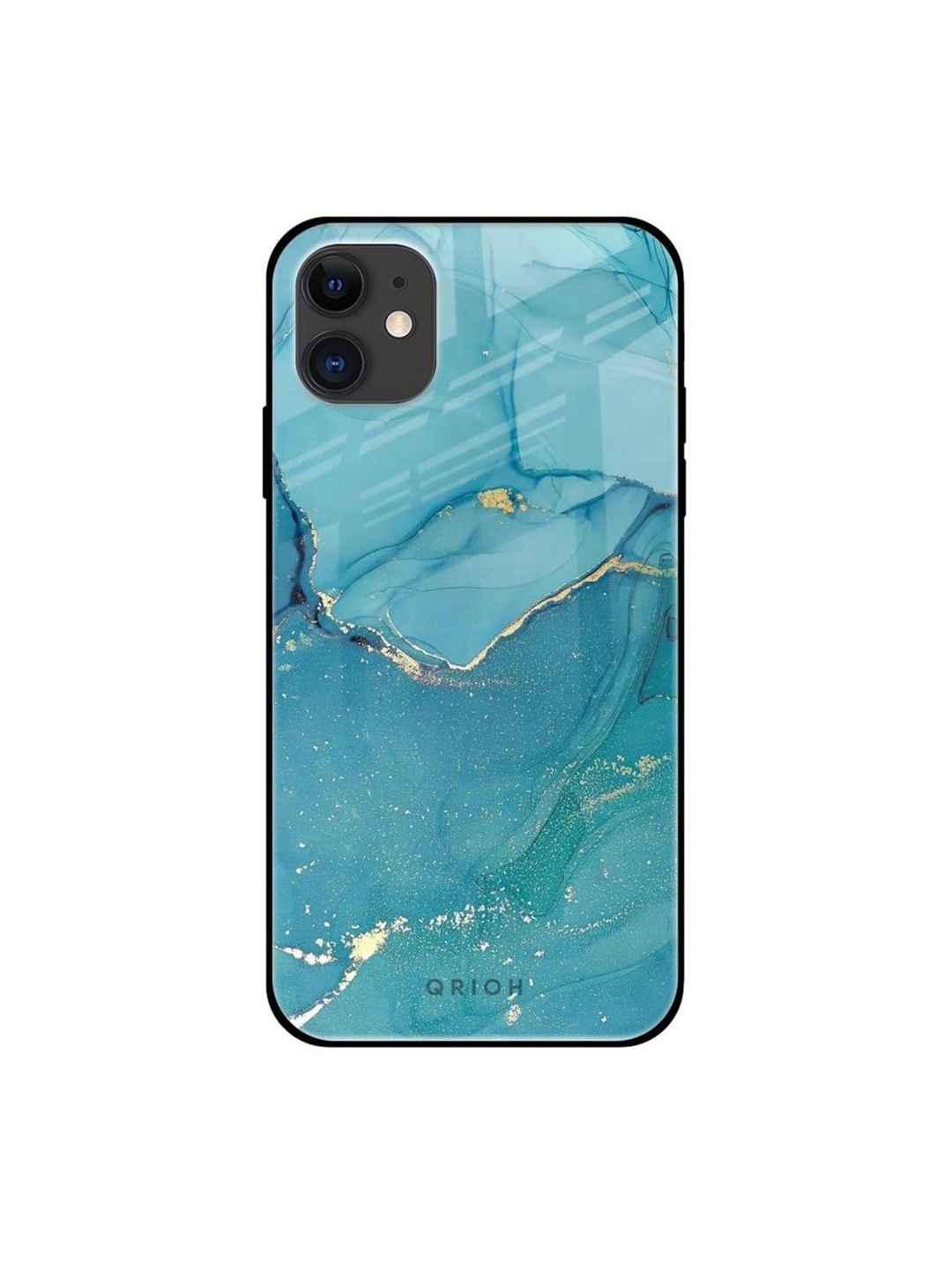 

QRIOH Blue Golden Glitter Real Printed iPhone 12 Mini Back Case