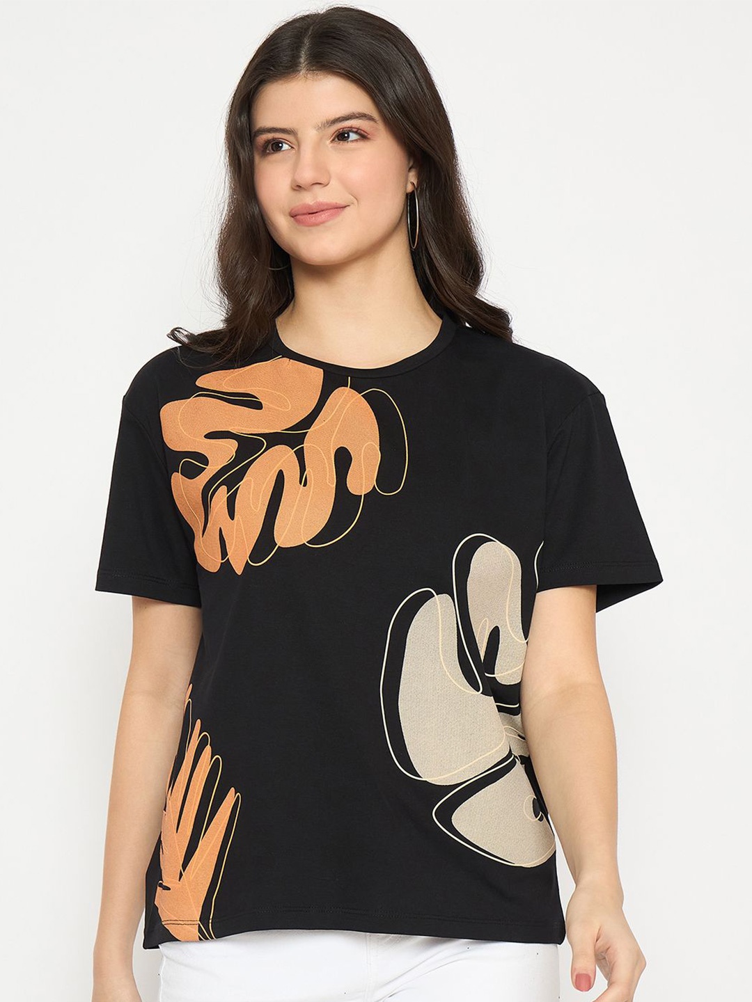

Madame Women Printed T-shirt, Black