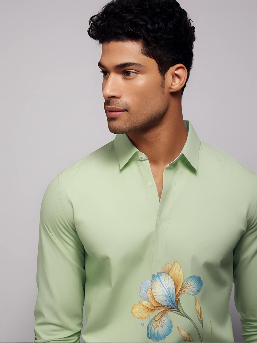 

HE SPOKE Men Smart Tailored Fit Floral Opaque Casual Shirt, Green