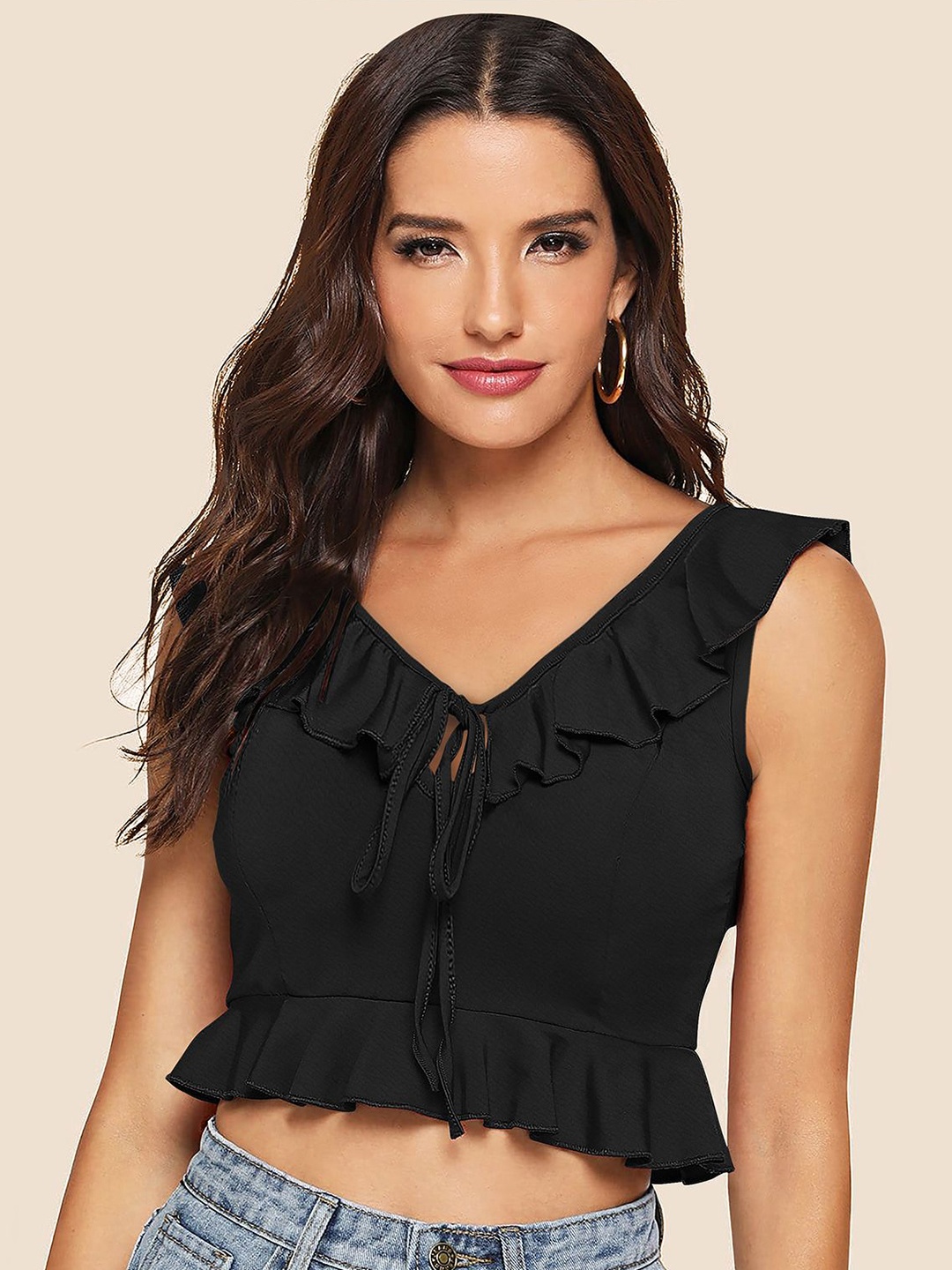 

CORSICA Women Sleeveless Fitted Crop Top, Black