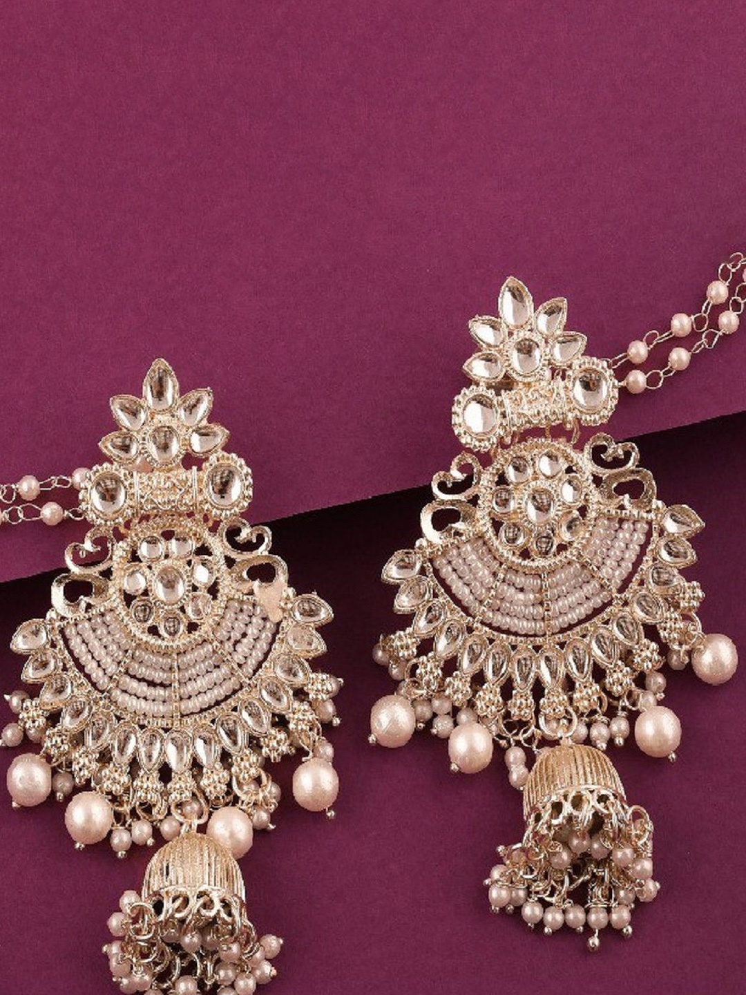 

Anouk Gold Plated Artificial Beaded Dome shaped jhumkas