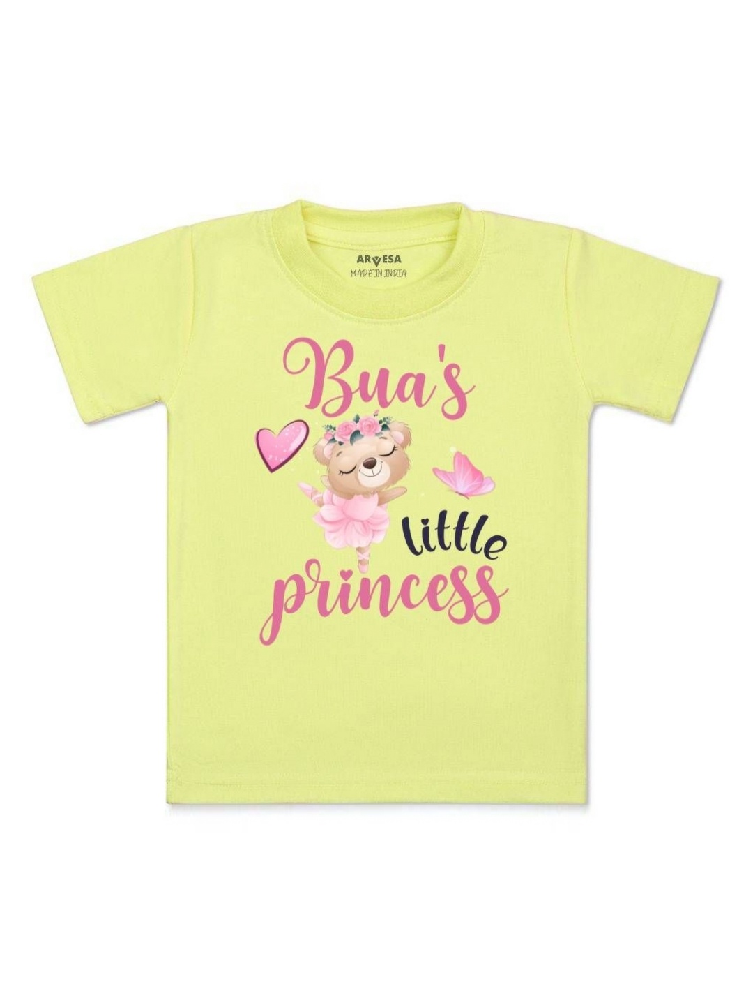 

Arvesa Kids Bua Little Princess Printed Tshirt, Yellow
