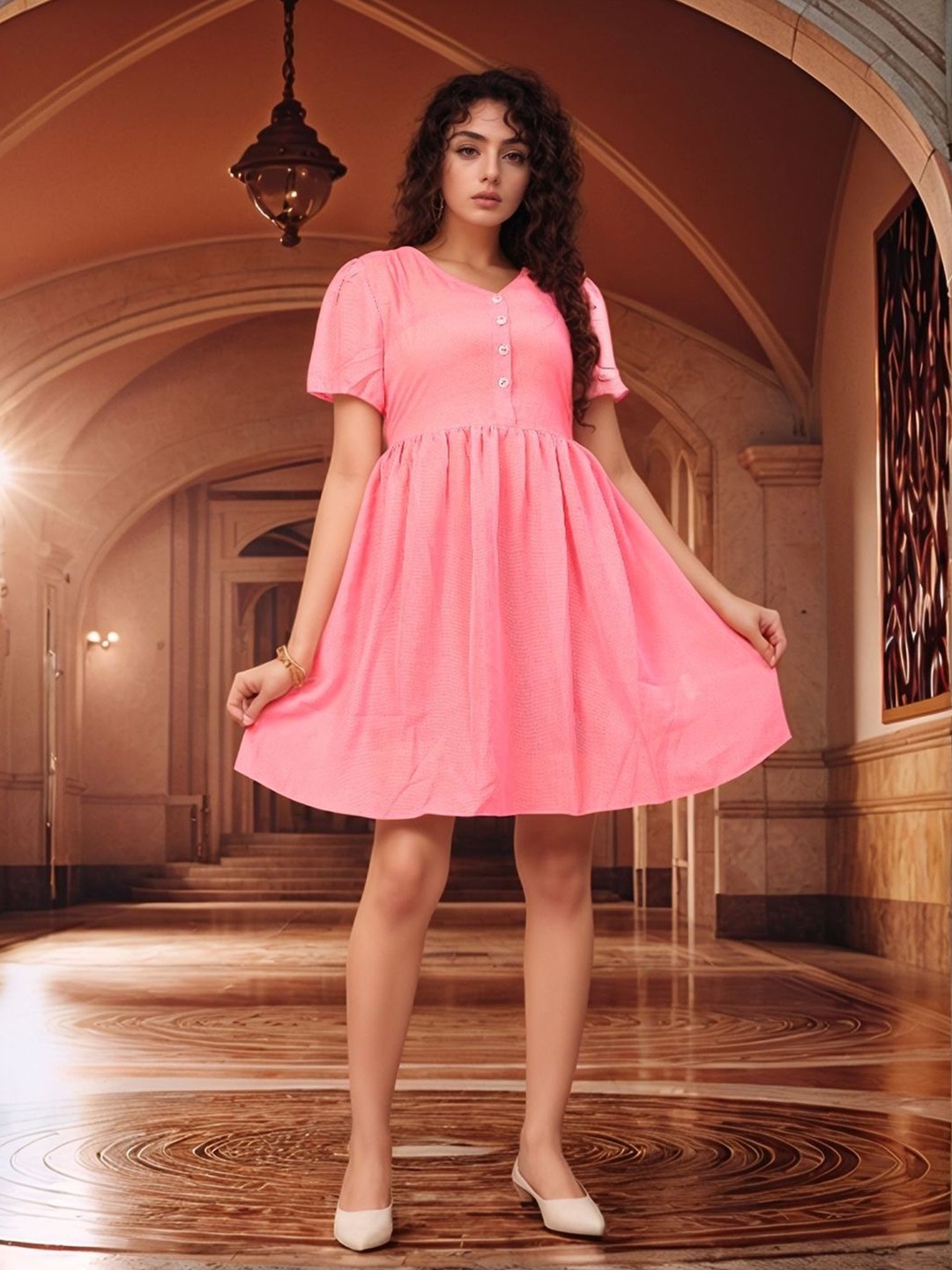 

Bucciato Private Limited Fit & Flare Dress, Pink