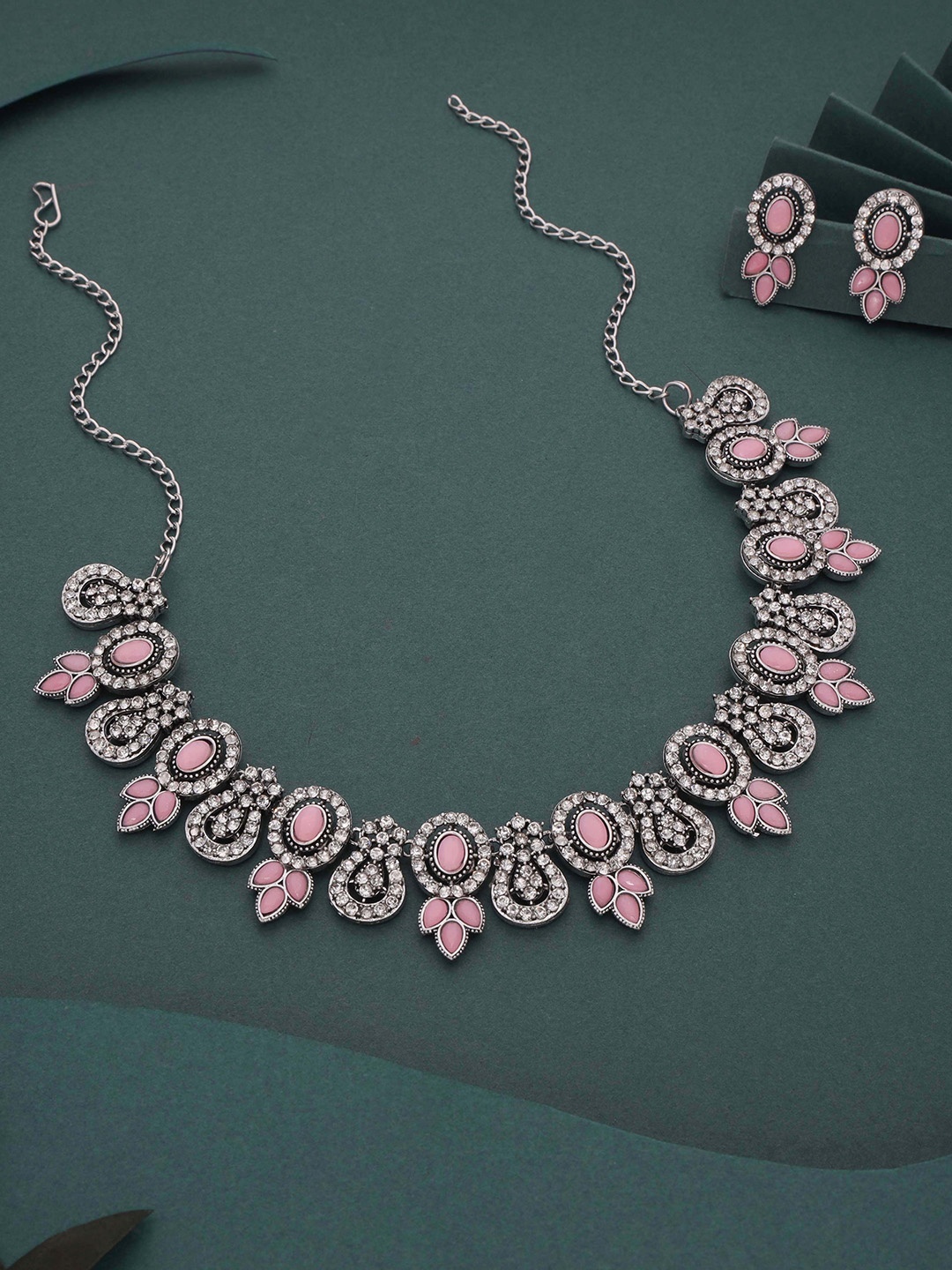 

Anouk Silver-Plated Artificial Stones-Studded Necklace and Earrings