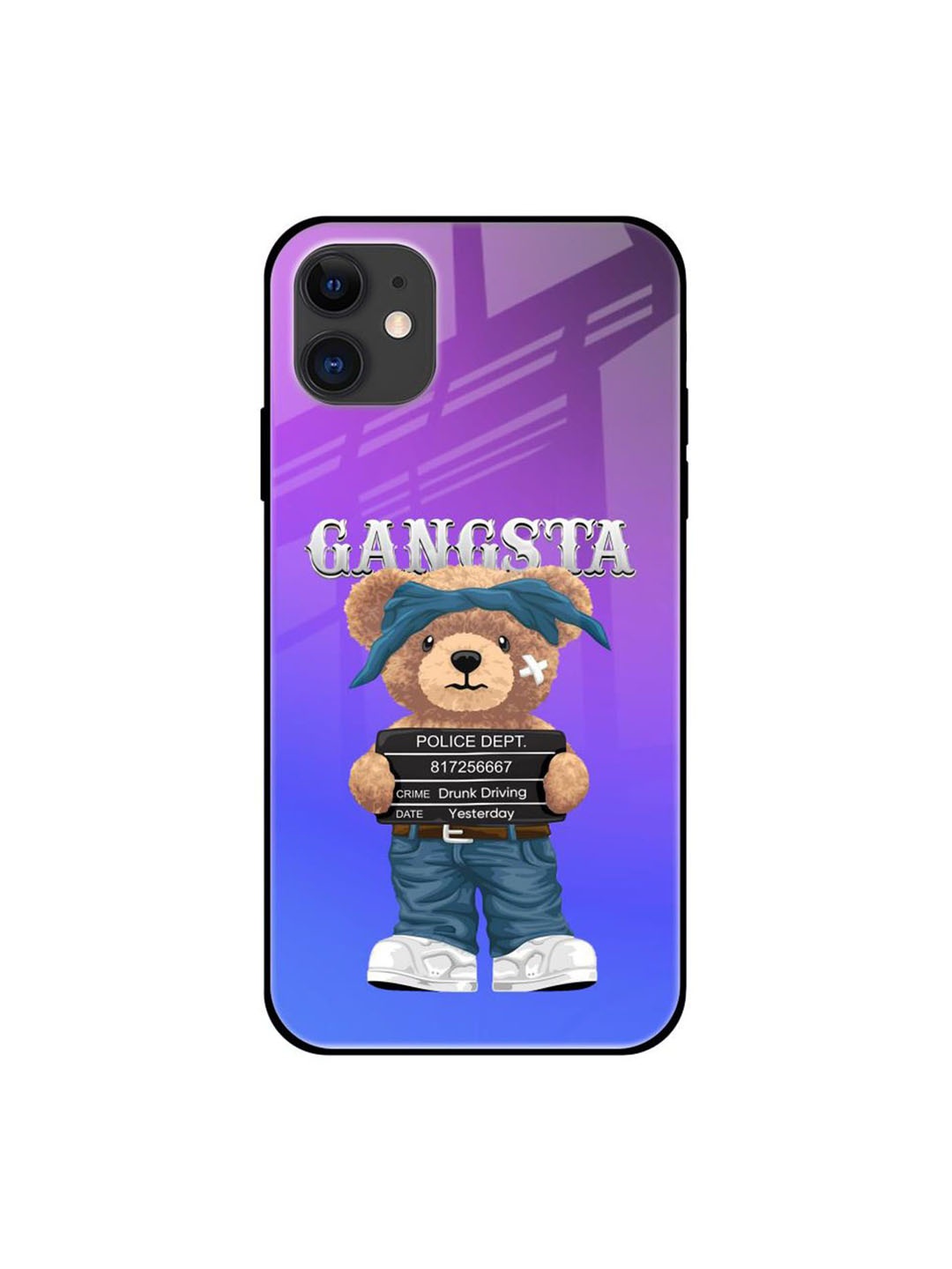 

QRIOH Gangsta Bear Printed iPhone 12 Mini Back Case, Blue