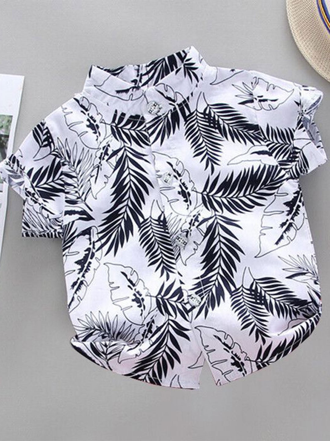 

DANGAR Unisex Kids Premium Floral Opaque Printed Casual Shirt, White