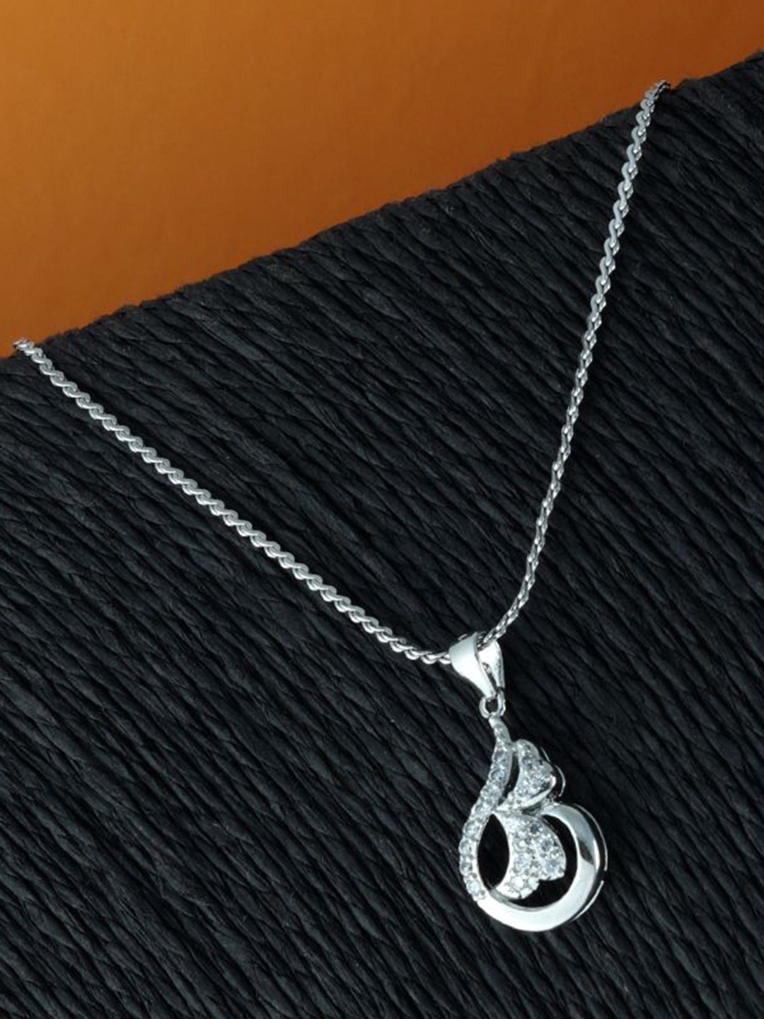 

Tuanz Silver Jewelry 925 Sterling Silver Rhodium-Plated Contemporary Studded Pendant