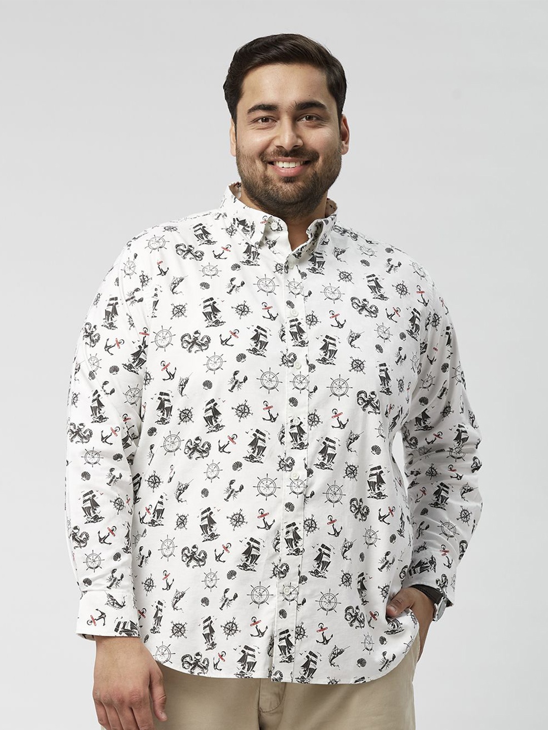 

Big Hello - The Plus Life Men Comfort Floral Opaque Printed Casual Shirt, Blue
