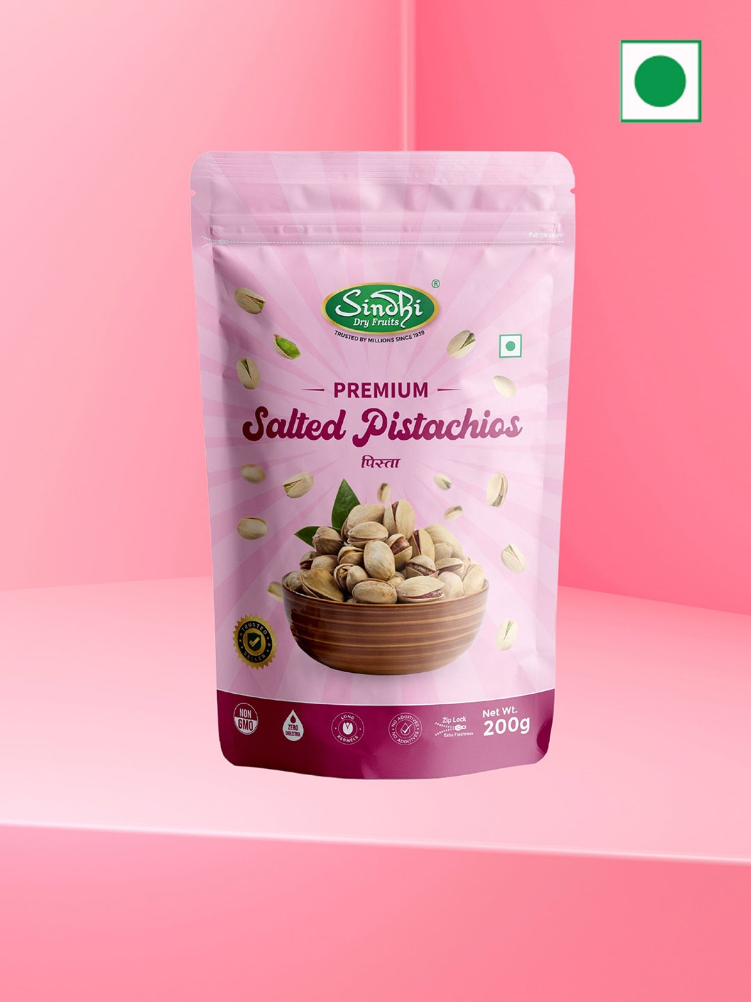 

SINDHI Dry Fruits Lightly Salted & Roasted Pistachios With Shells 200 g, Purple