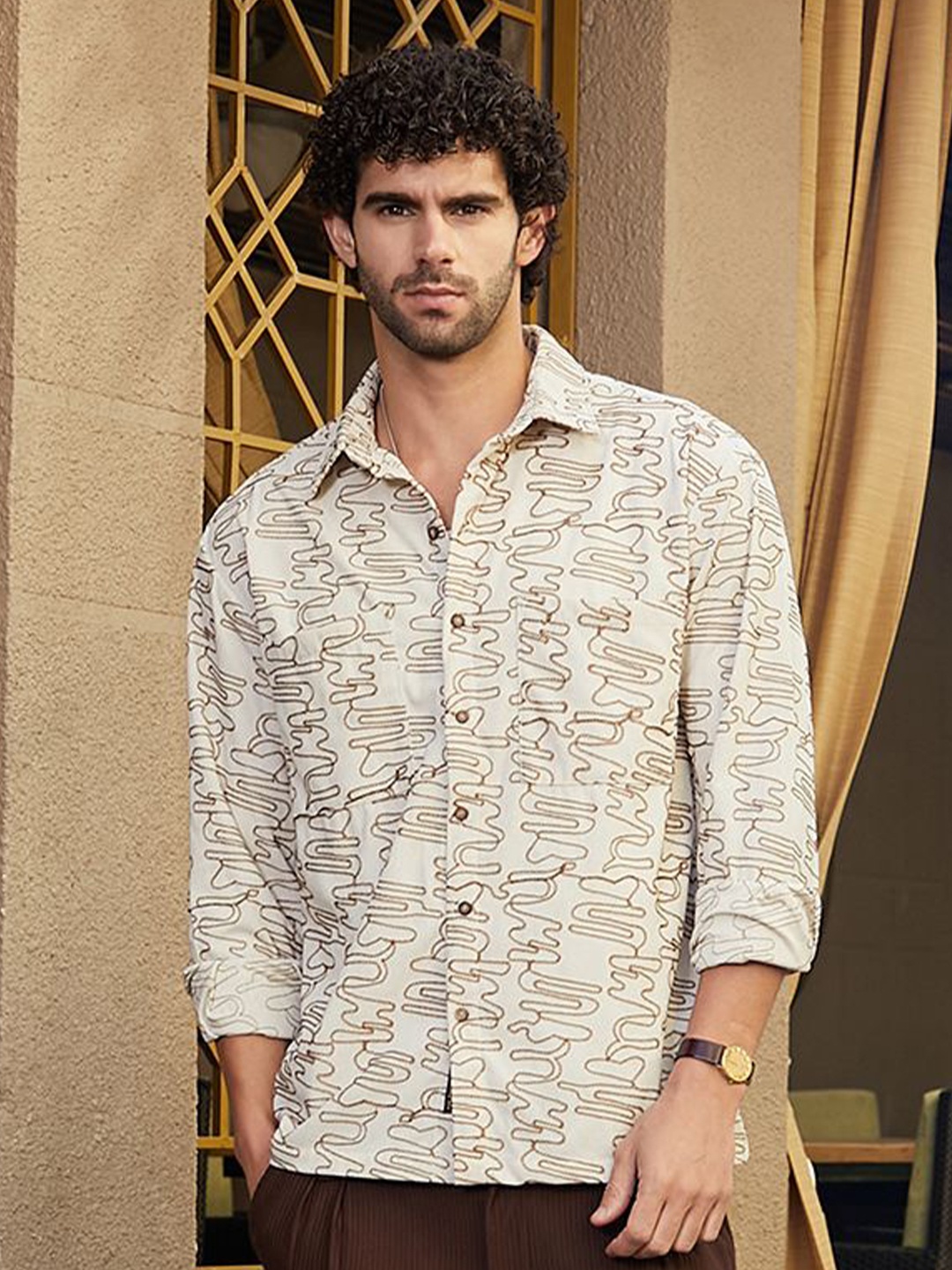 

Campus Sutra Men Comfort Opaque Printed Casual Shirt, White