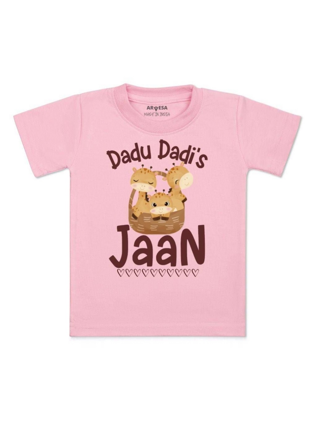 

Arvesa Kids Dada Dadi Jaan Printed Tshirt, Pink