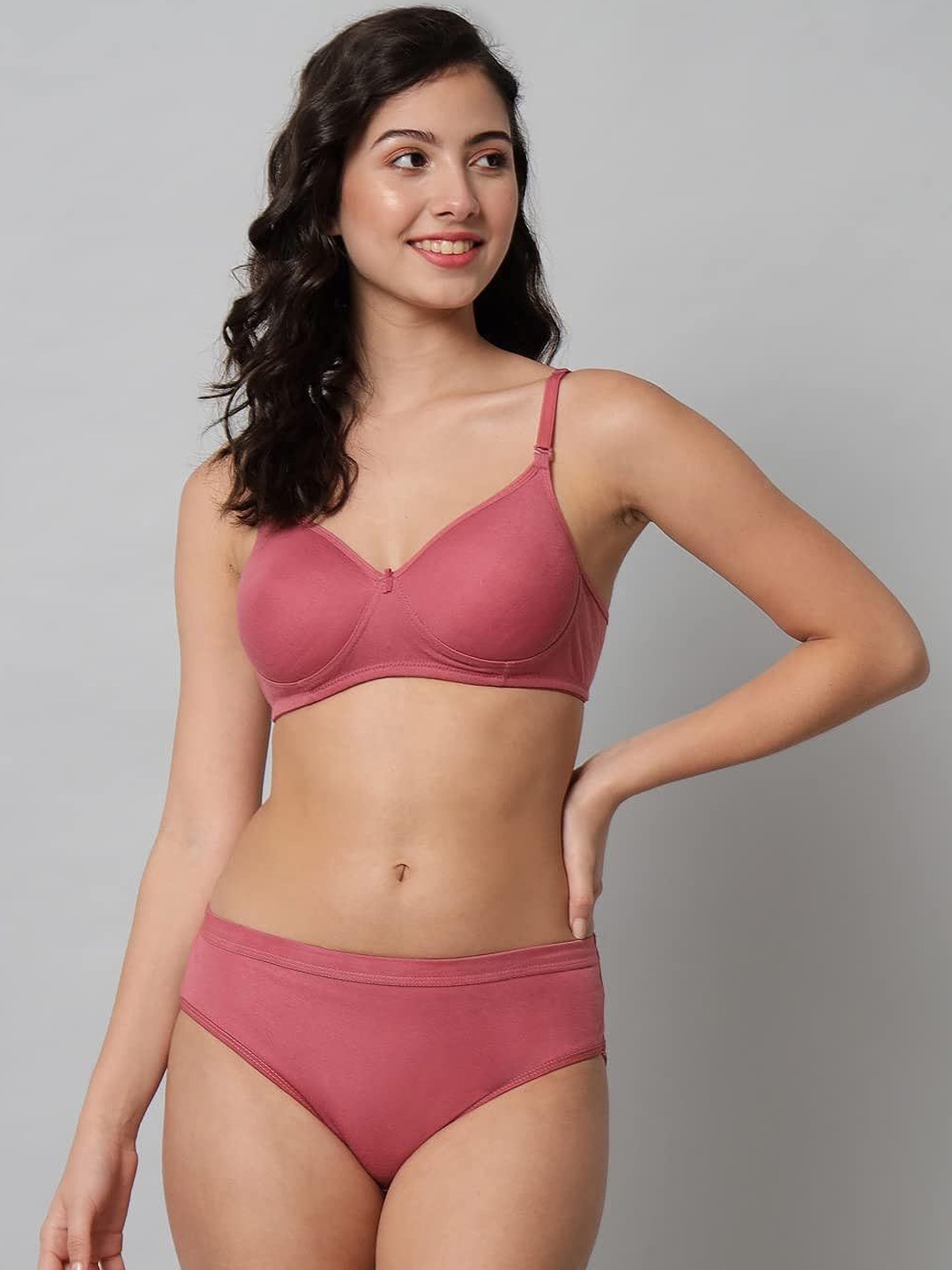 

Designer Bugs Cotton Non Padded Non Wired Lingerie Set NPLS-VP-30B, Pink