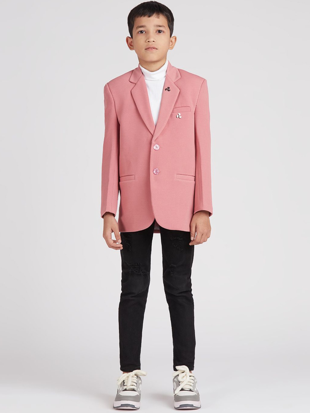 

YK Boys Slim Fit Long Sleeve Single Breasted Blazer, Pink