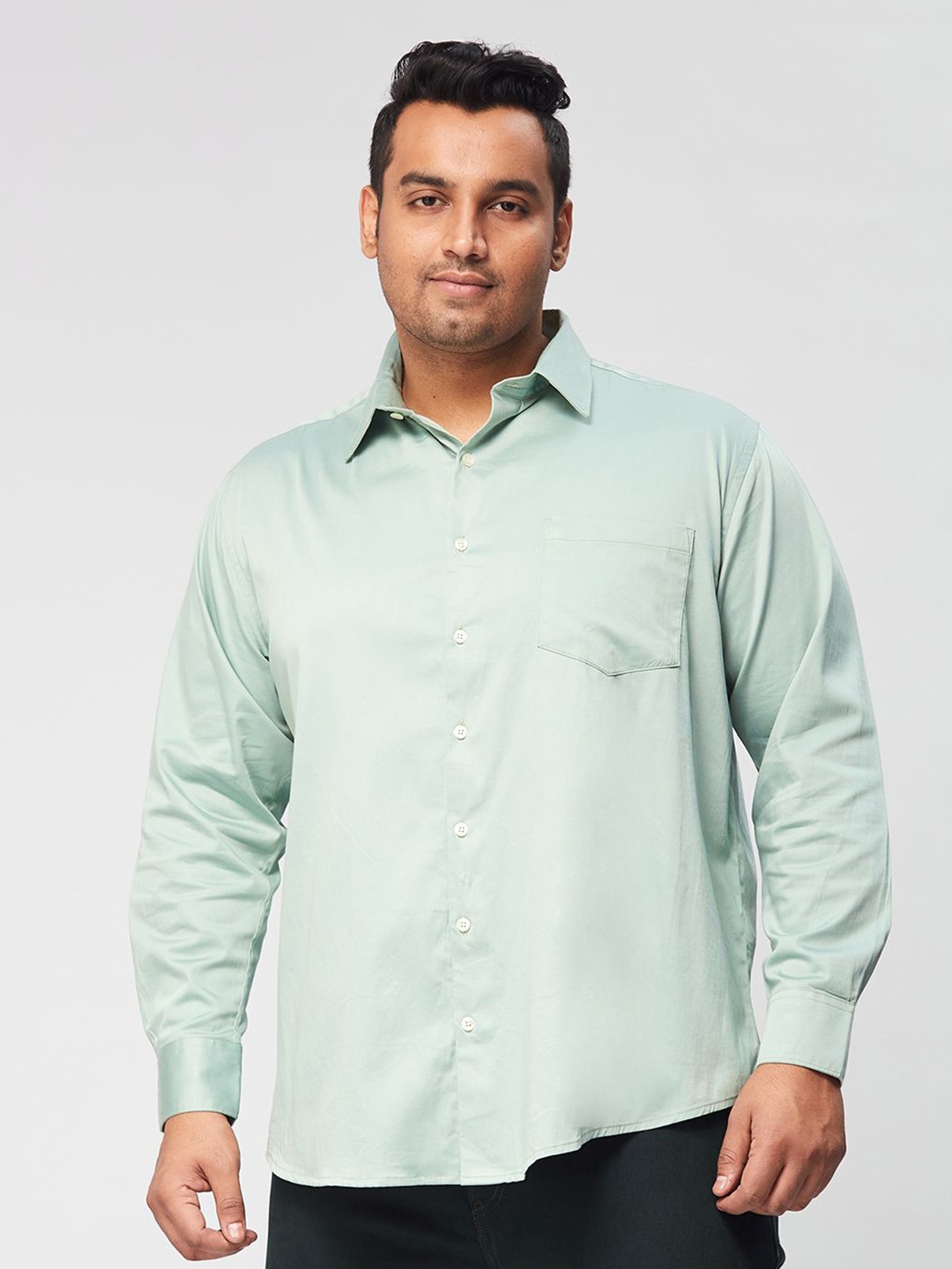 

Big Hello - The Plus Life Men Comfort Opaque Casual Shirt, Green
