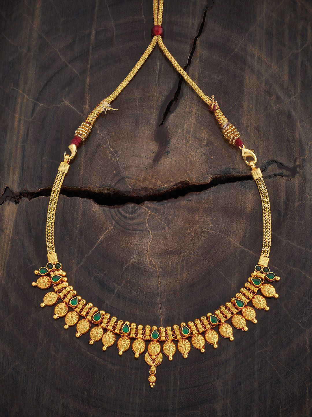

Kushal's Fashion Jewellery 92.5 Sterling Silver Gold-Plated Stone Studded Temple Necklace