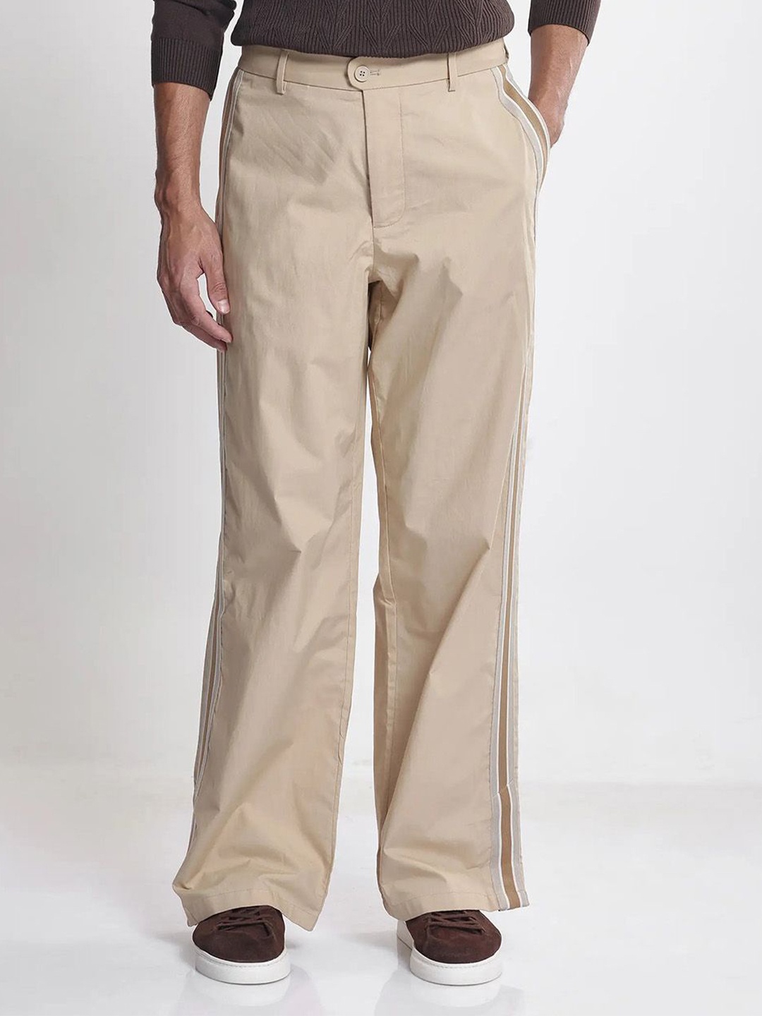 

RARE RABBIT MACON Cotton Mid Rise Regular Trousers, Beige