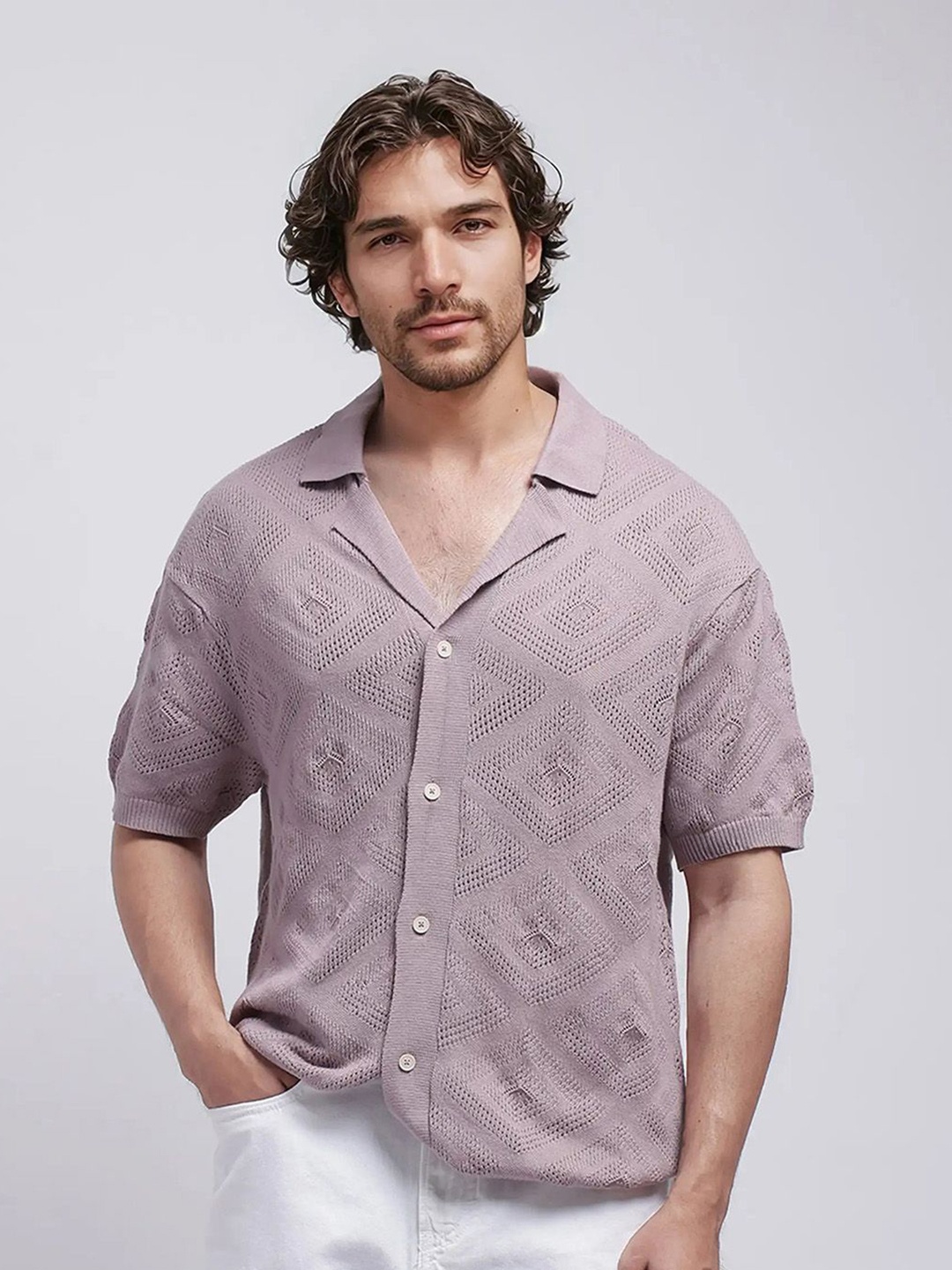 

RARE RABBIT Men Comfort Boxy Opaque Casual Shirt, Pink