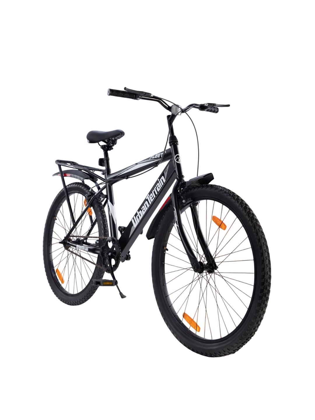 

URBAN TERRAIN Fleet 26T Steel Frame and Inbuilt Carrier Single Speed MTB Bicycles, Grey