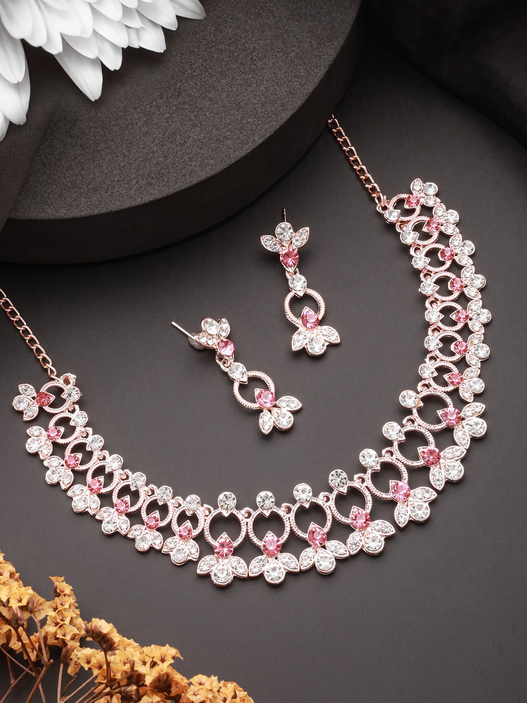 

Anouk Rose Gold-Plated Cubic Zirconia Studded Jewellery Set