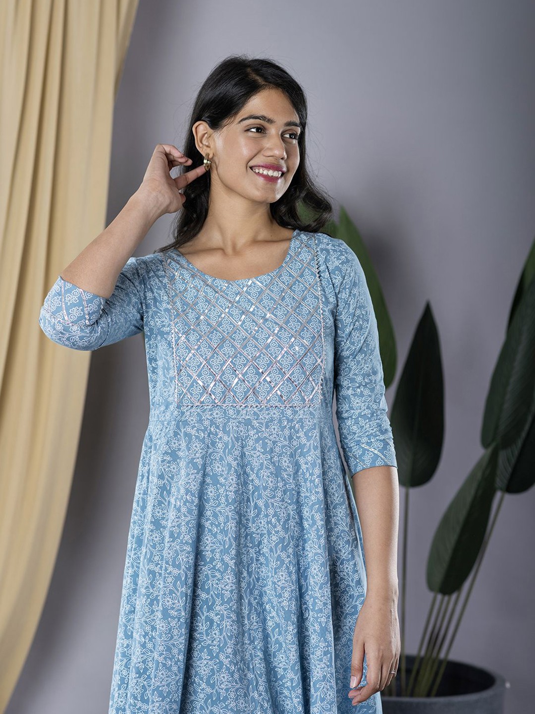 

CORSICA Floral Print Formal Fit & Flare Midi Dress, Blue