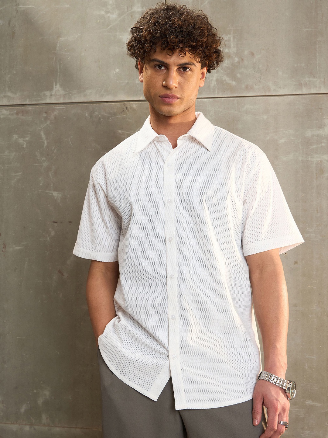 

MASCLN SASSAFRAS Men Relaxed Opaque Casual Shirt, White