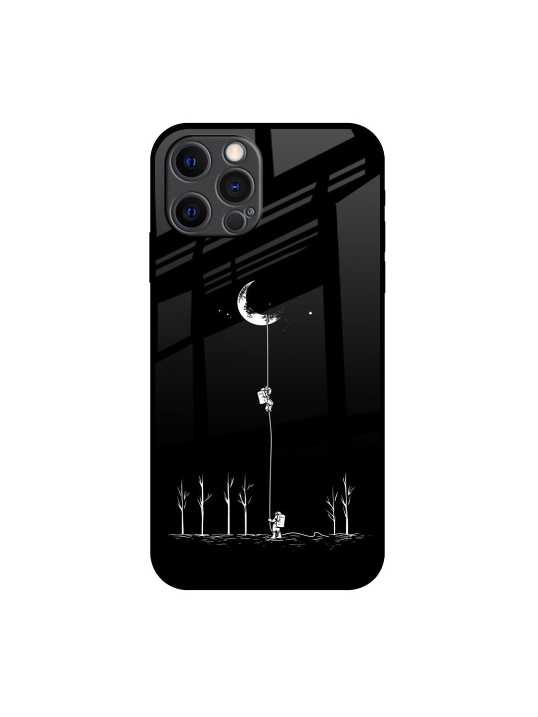 

QRIOH Quirky Printed iPhone 12 Pro Max Back Case Mobile Accessories, Black