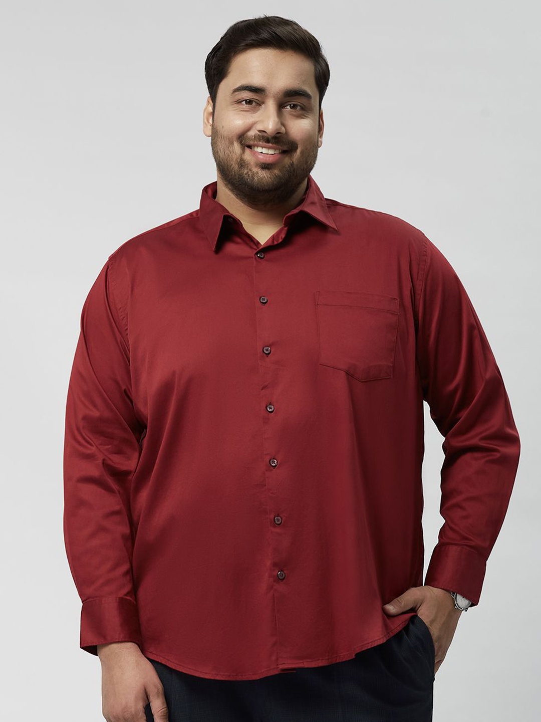 

Big Hello - The Plus Life Men Comfort Opaque Casual Shirt, Maroon