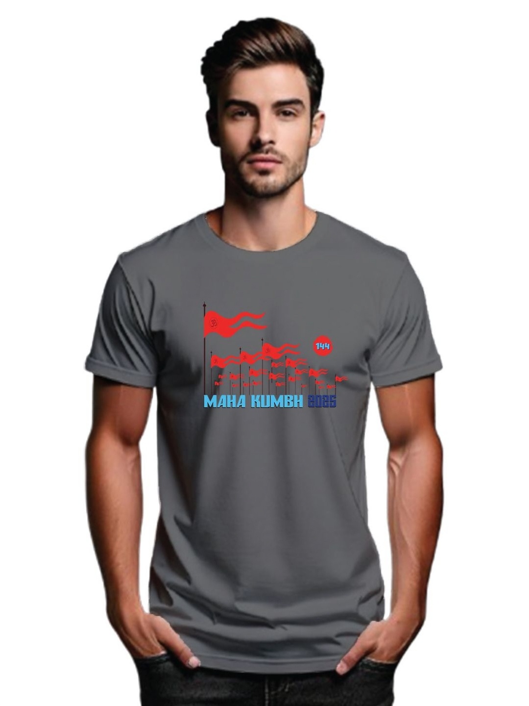 

Tantra Men Printed Applique T-shirt, Grey