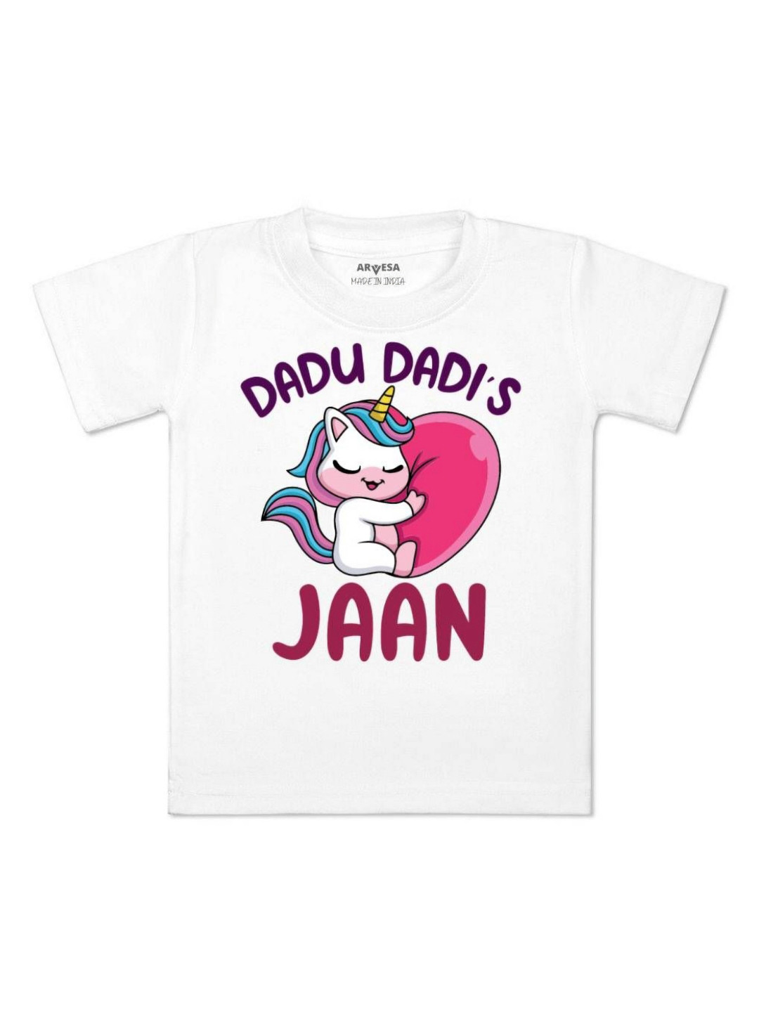 

Arvesa Kids Dada Dadi Jaan Printed Tshirt, White