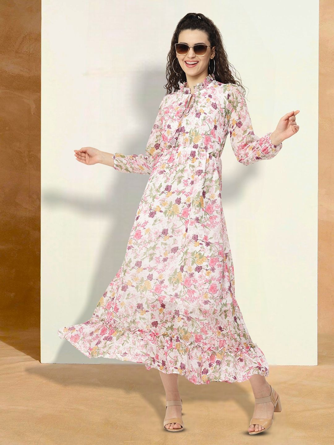 

Moda Rapido Floral Print Keyhole Neck Applique Fit & Flare Dress, Multi