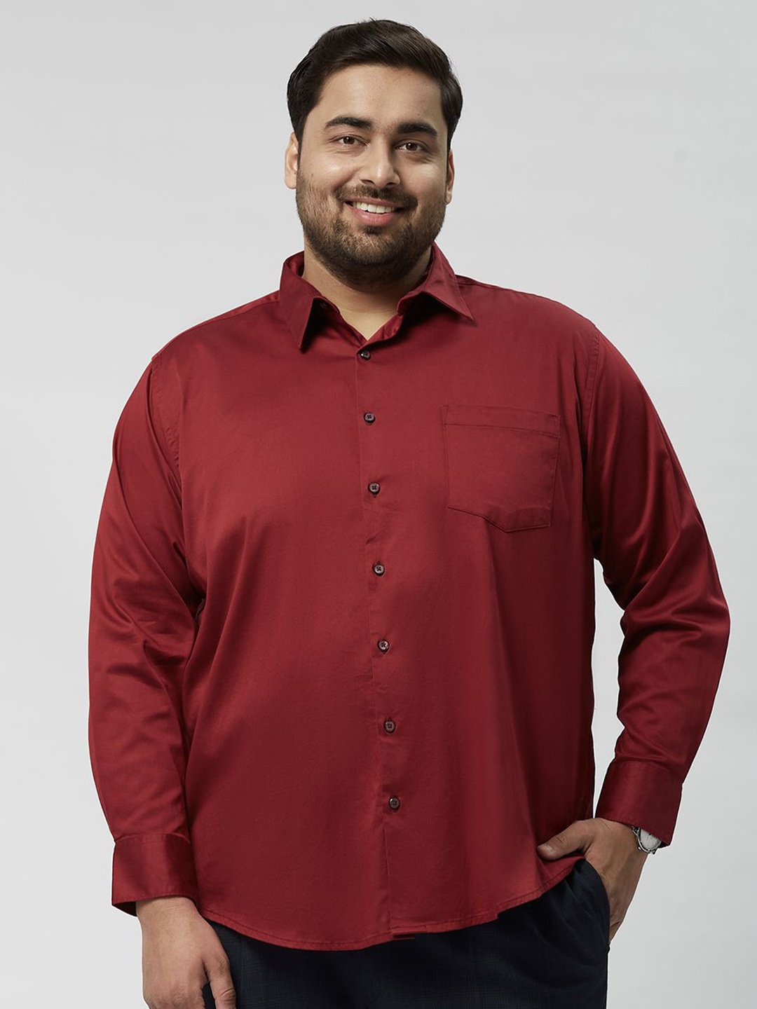 

Big Hello - The Plus Life Men Comfort Opaque Casual Shirt, Maroon