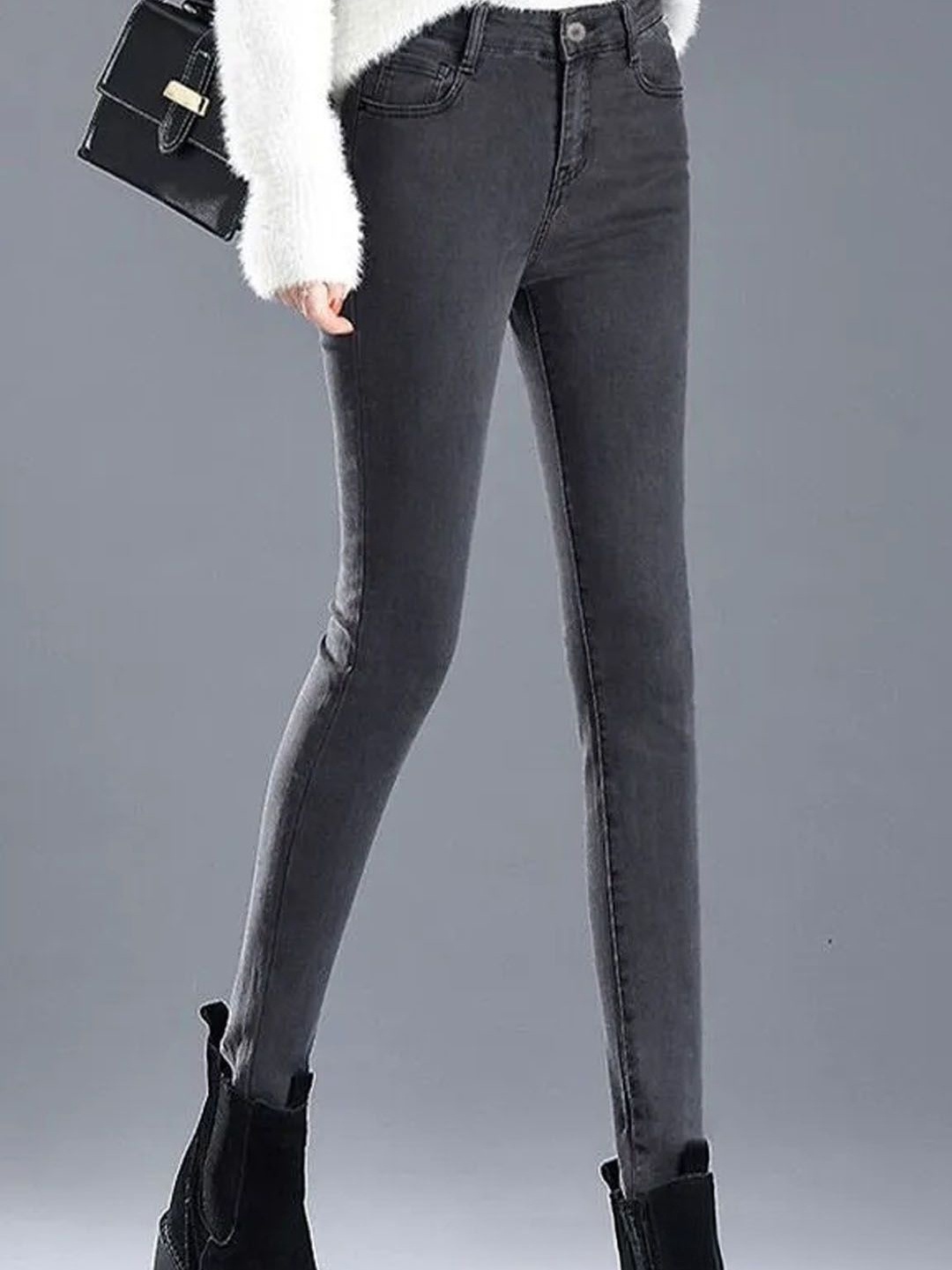 

StyleCast Women Slim Fit Mid-Rise Cotton Jeans, Grey