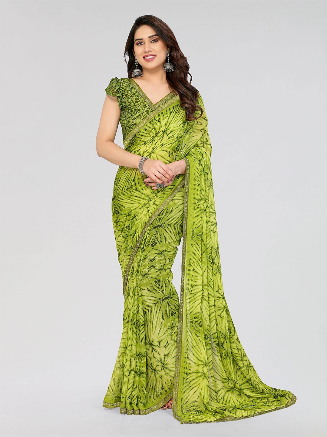 

Moda Rapido Printed Saree, Green