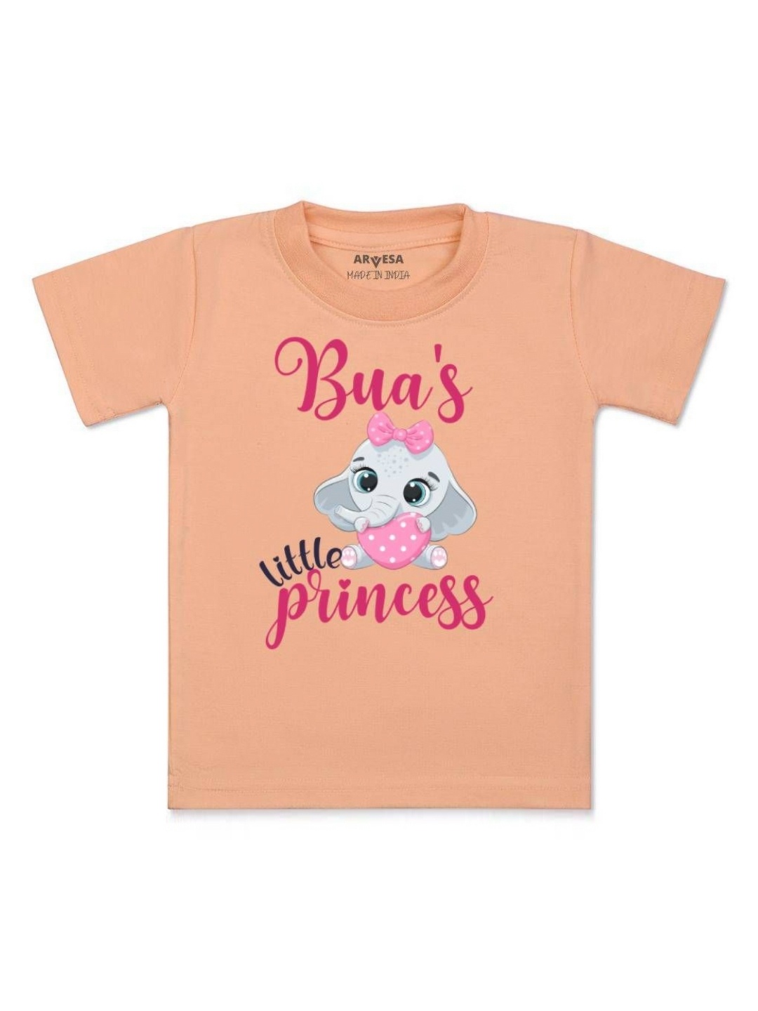 

Arvesa Kids Bua Little Princess Printed Tshirt, Peach