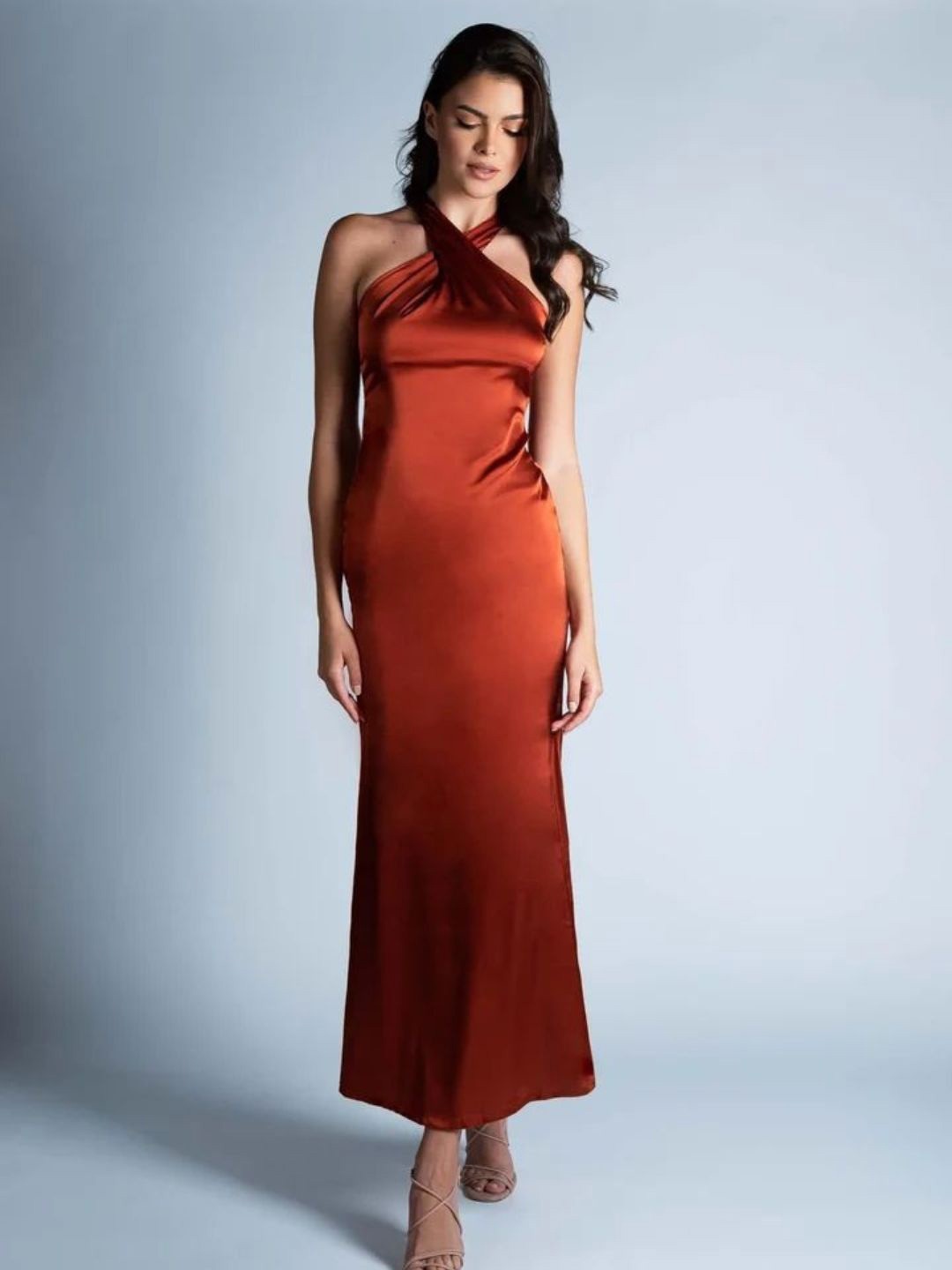 

PRIZO Halter Neck Maxi Dress, Brown