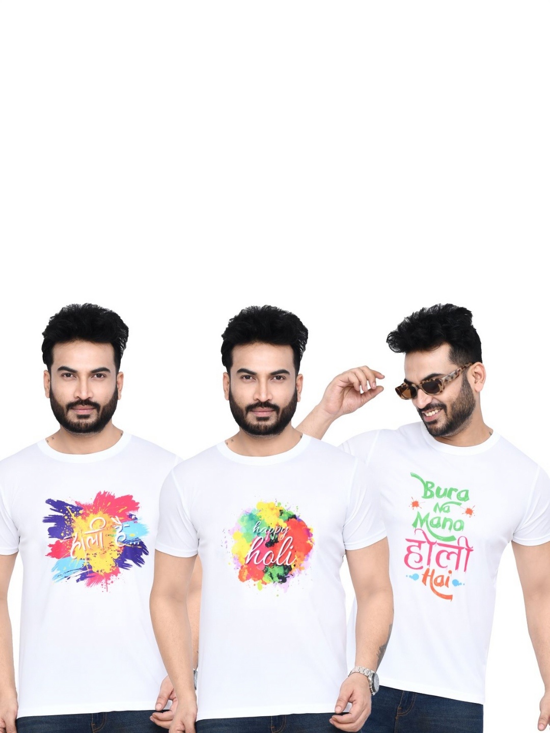 

RAPL Men 3 Printed Applique T-shirt, White