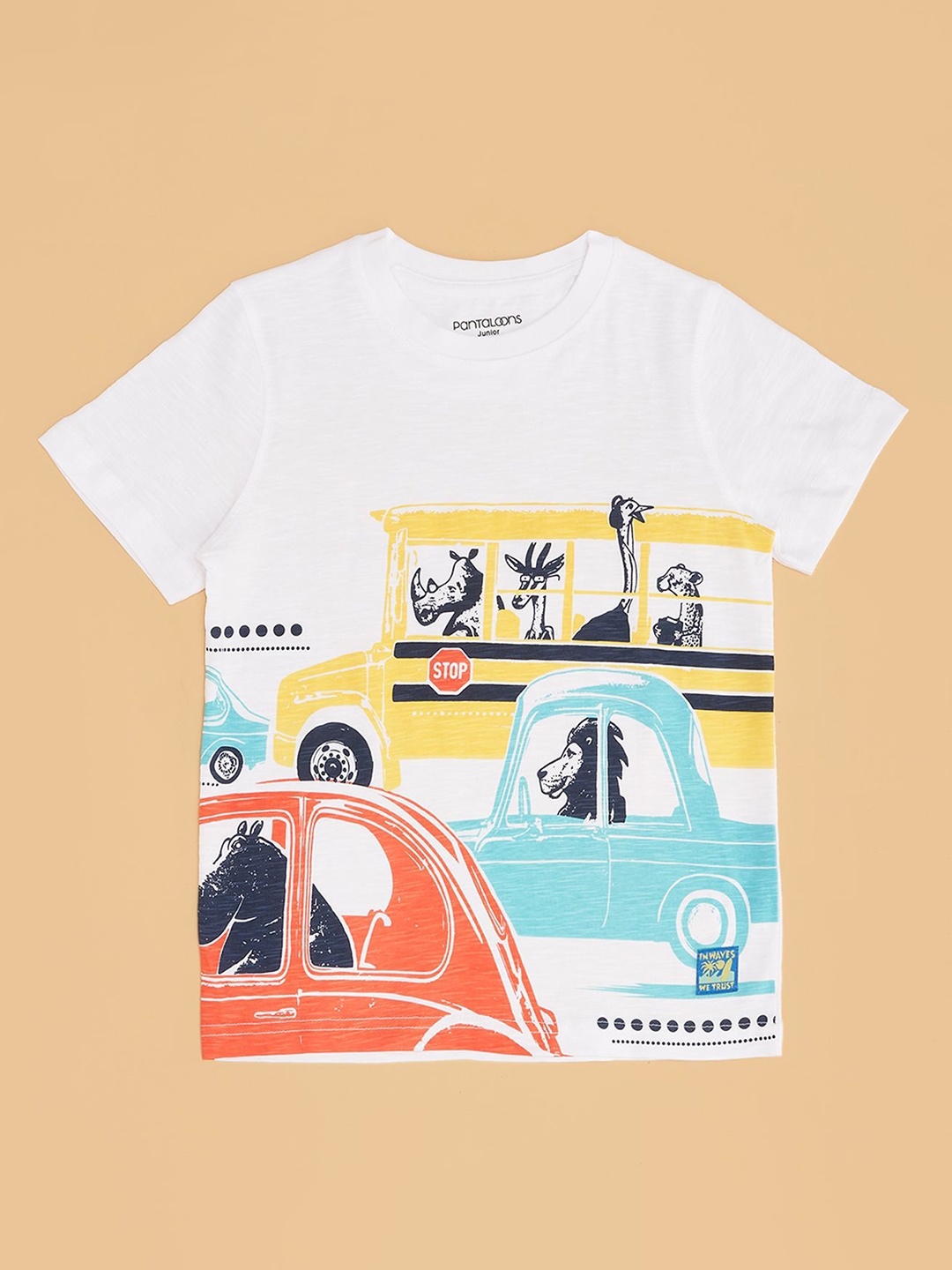 

Pantaloons Junior Boys Printed Applique T-shirt, White