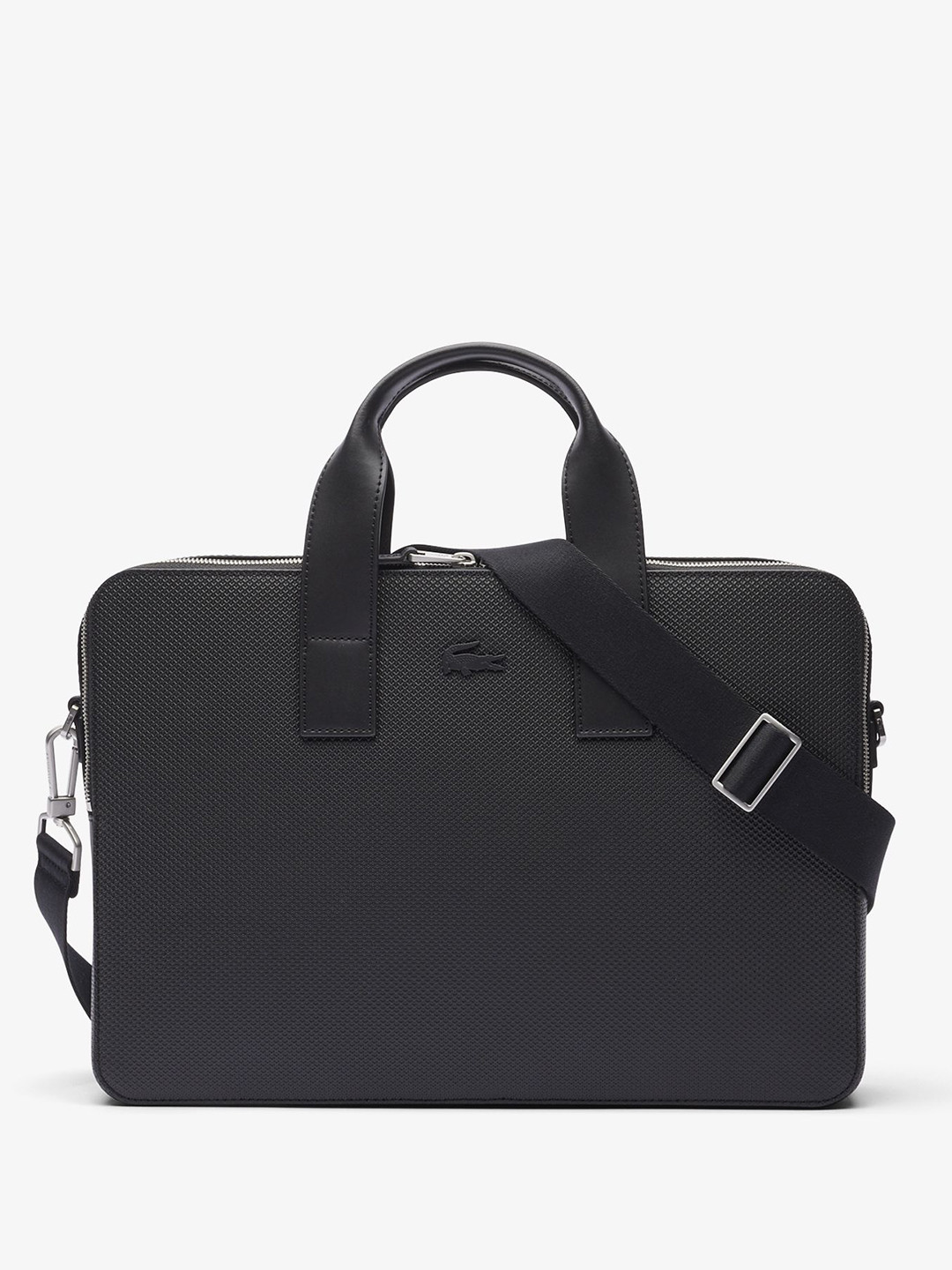 

Lacoste Men Leather Laptop Bag, Black