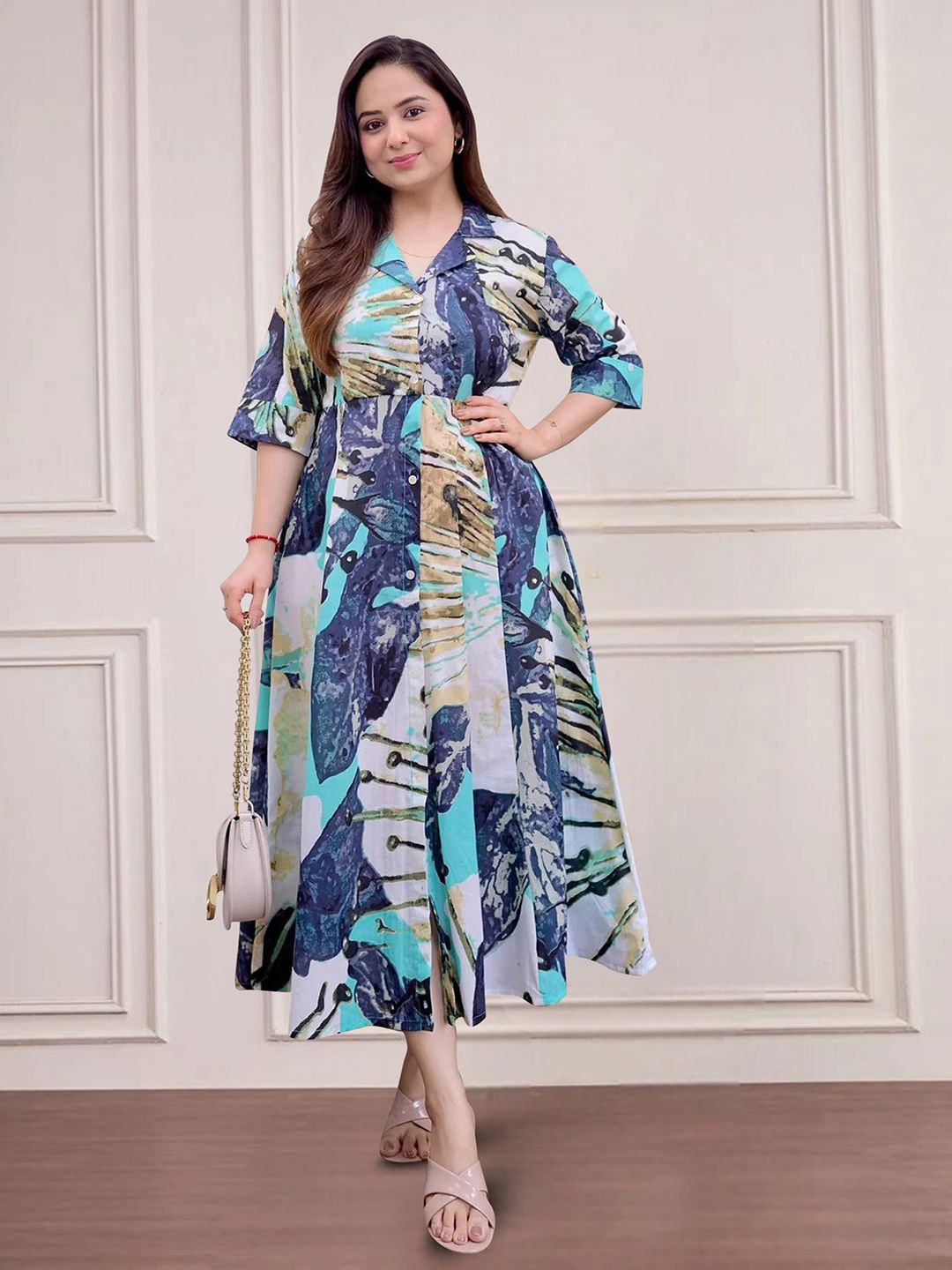 

Moda Rapido Floral Print Applique Fit & Flare Dress, Multi
