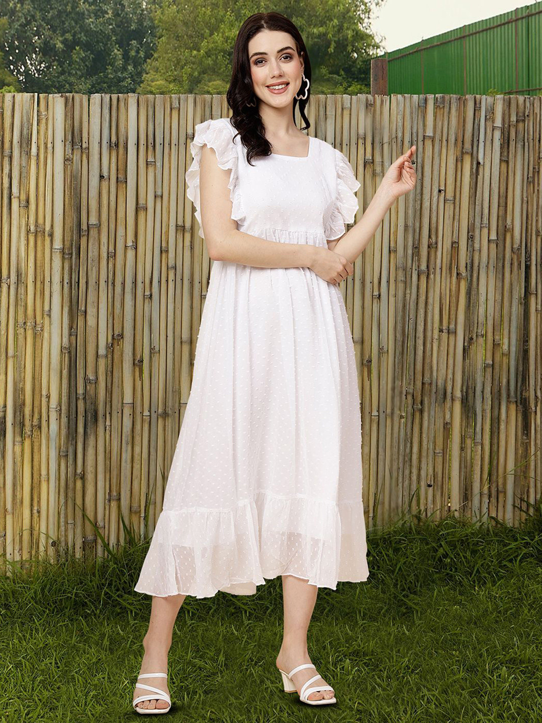 

Moda Rapido Applique Fit & Flare Dress, White