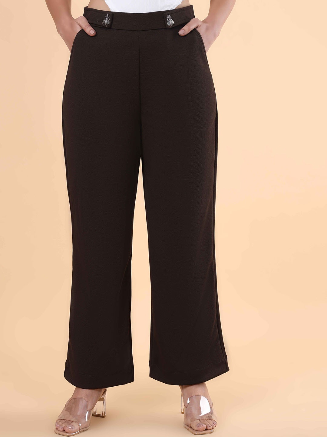 

NOT SO PINK Women Relaxed Trousers, Brown