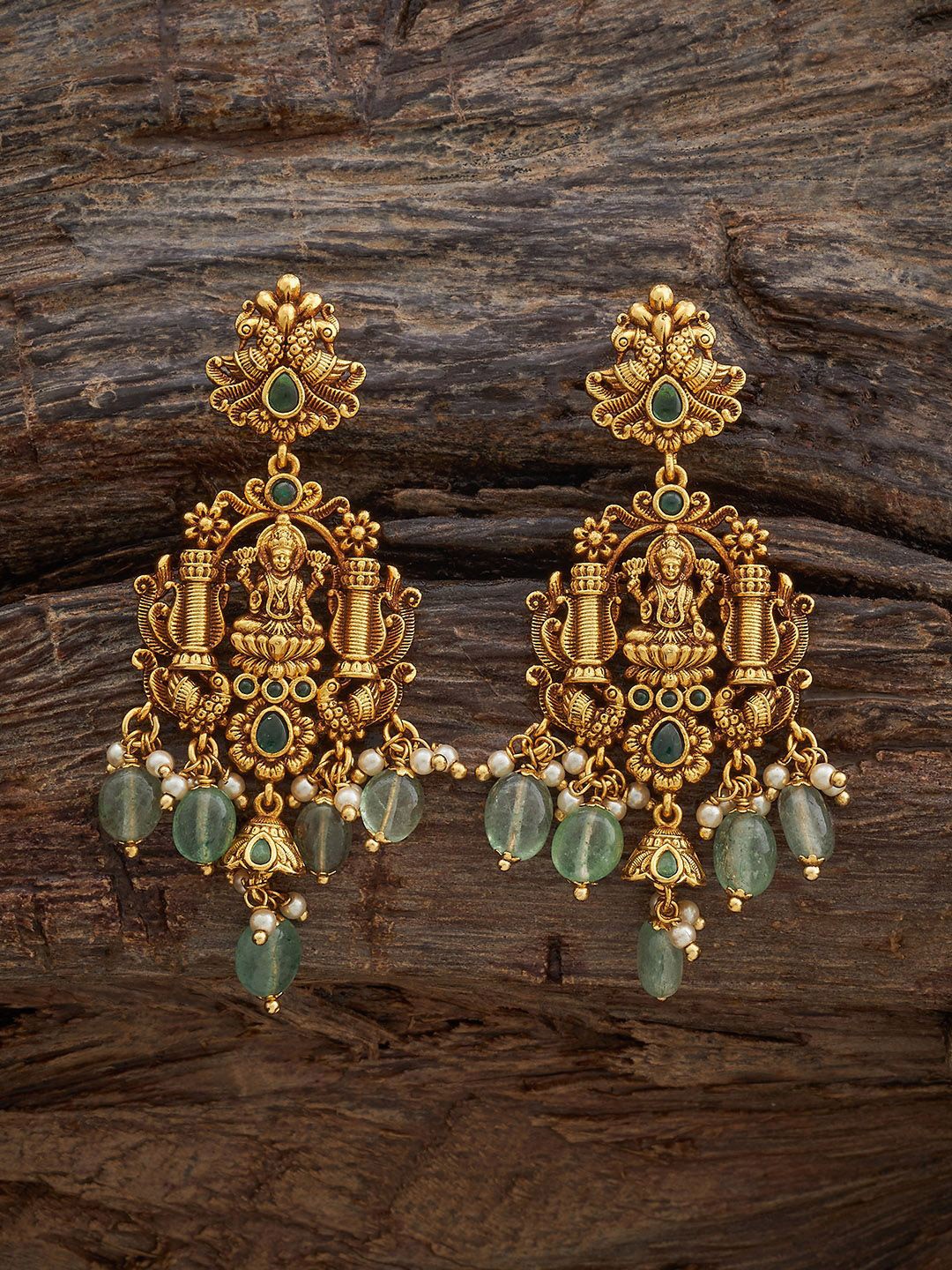 

Kushal's Fashion Jewellery Gold-Plated Contemporary Antique Drop Earrings