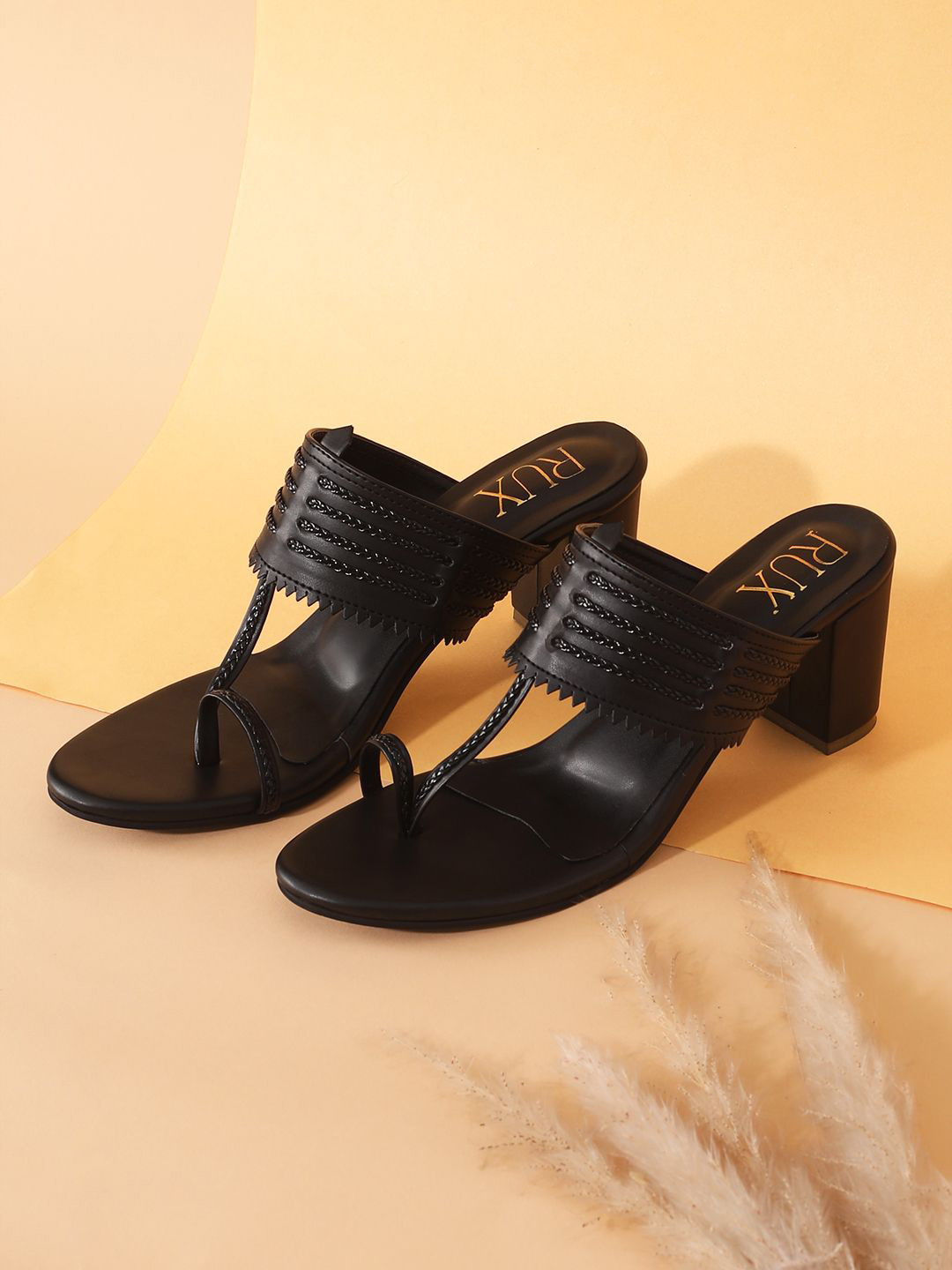 

RUXBYPAYAL Printed Party Block Sandals, Black