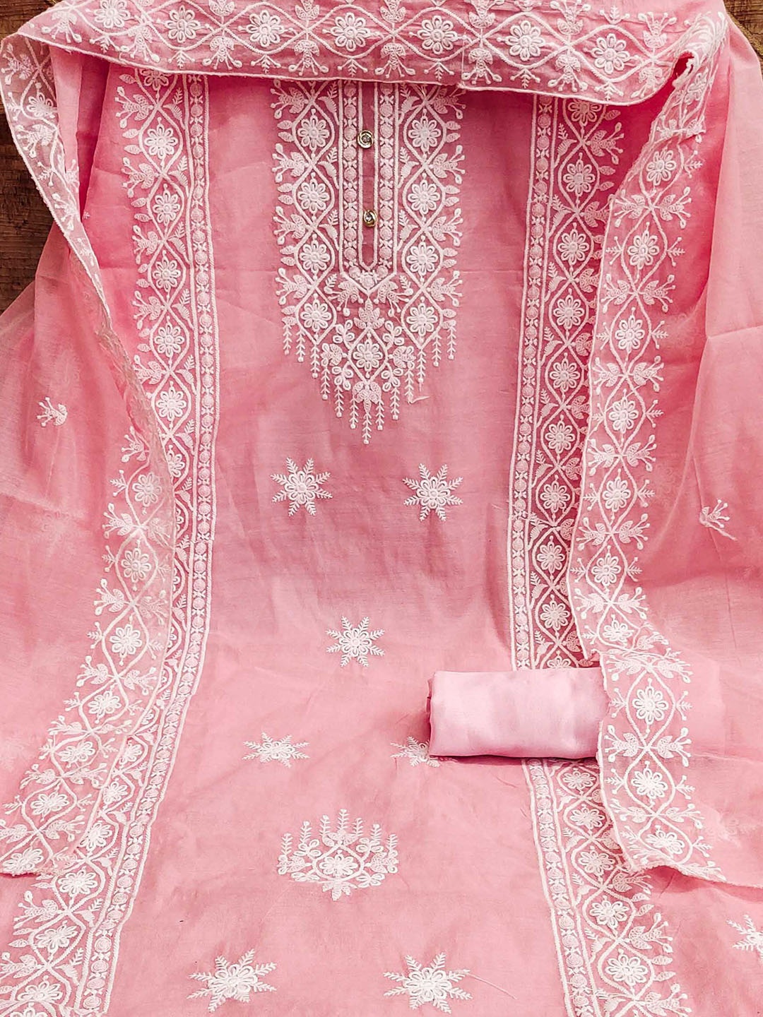 

SAINOOR Embroidered Unstitched Dress Material, Pink