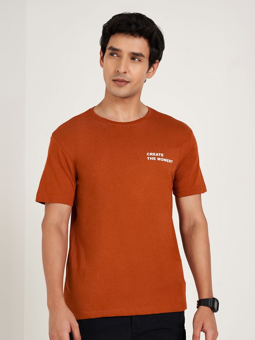 

People Men Applique T-shirt, Tan