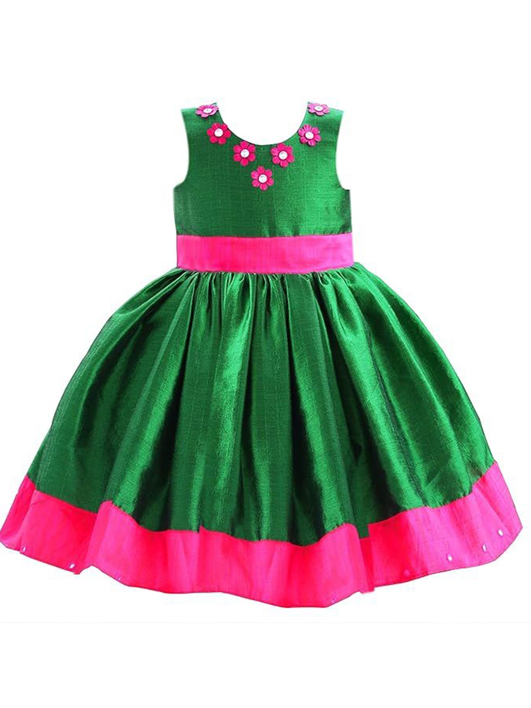 

STANWELLS KIDS Embroidered Fit & Flare Dress, Green